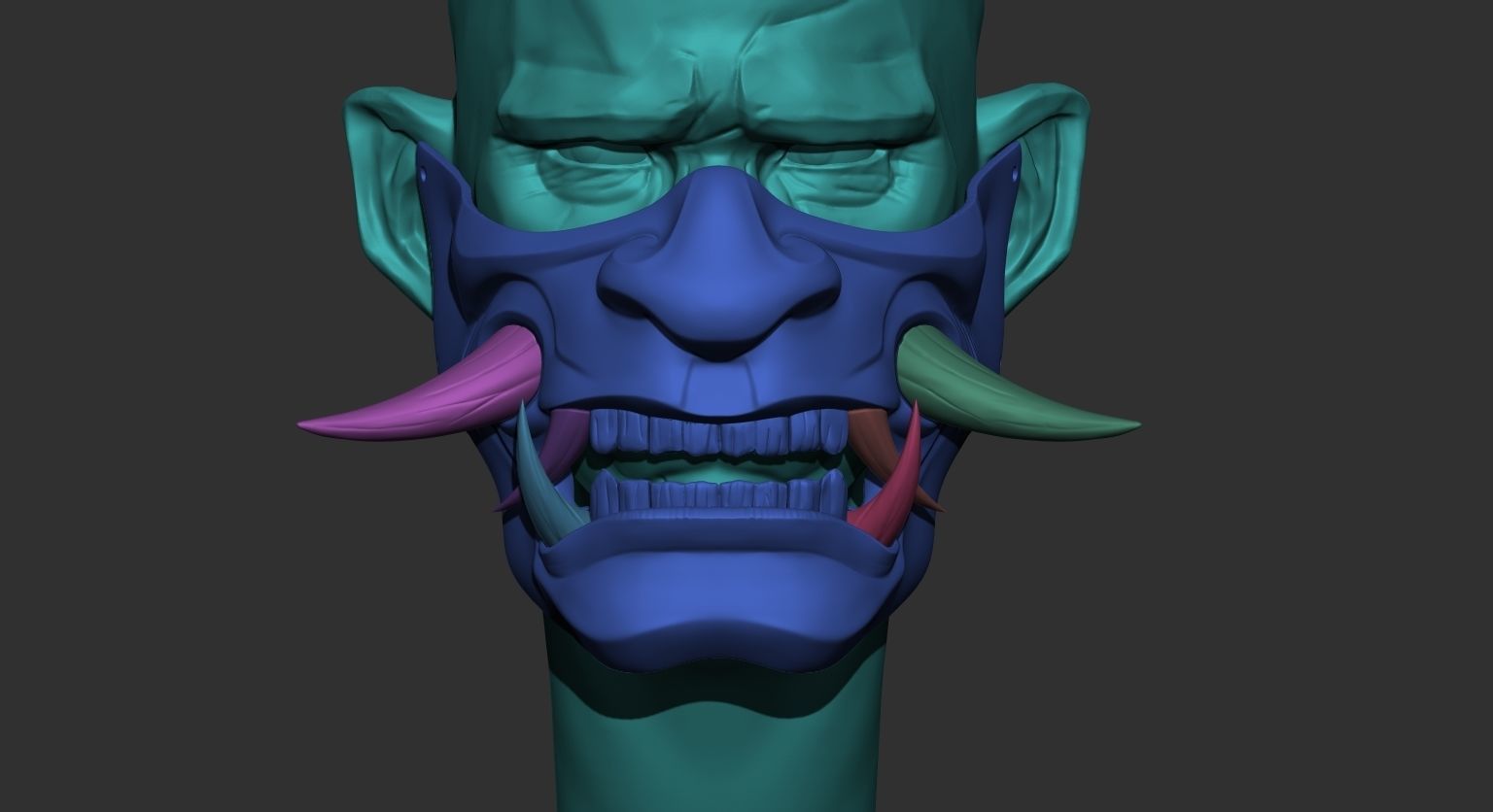 Half Samurai Mask 3D print model 3D print model_8