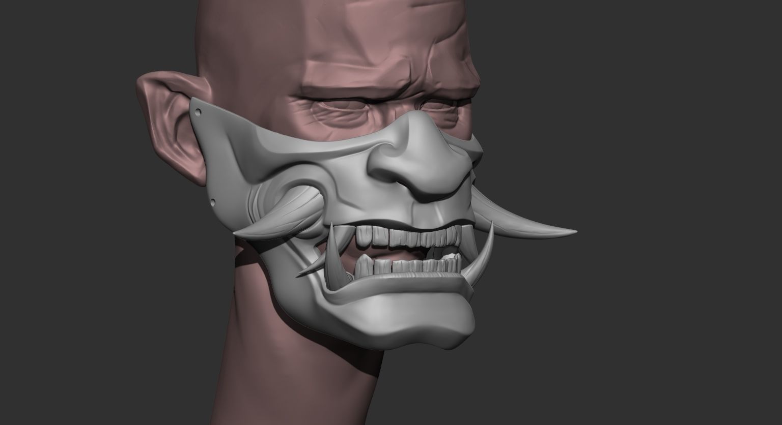 Half Samurai Mask 3D print model 3D print model_1