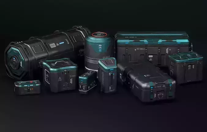 Sci-fi Military Crate pak Low-poly 3D model