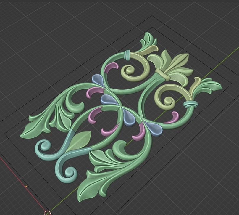 Carved decor vertical  3D model_2