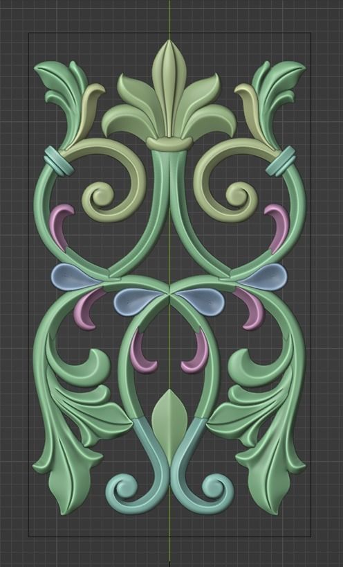 Carved decor vertical  3D model_1