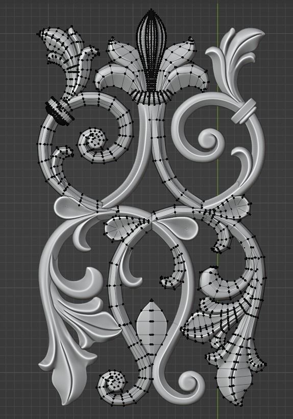 Carved decor vertical  3D model_4