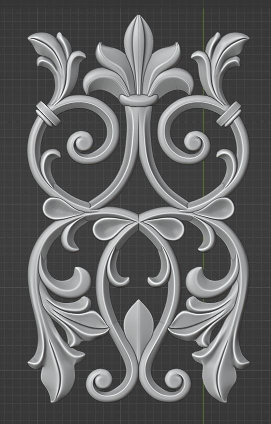 Carved decor vertical  3D model_3