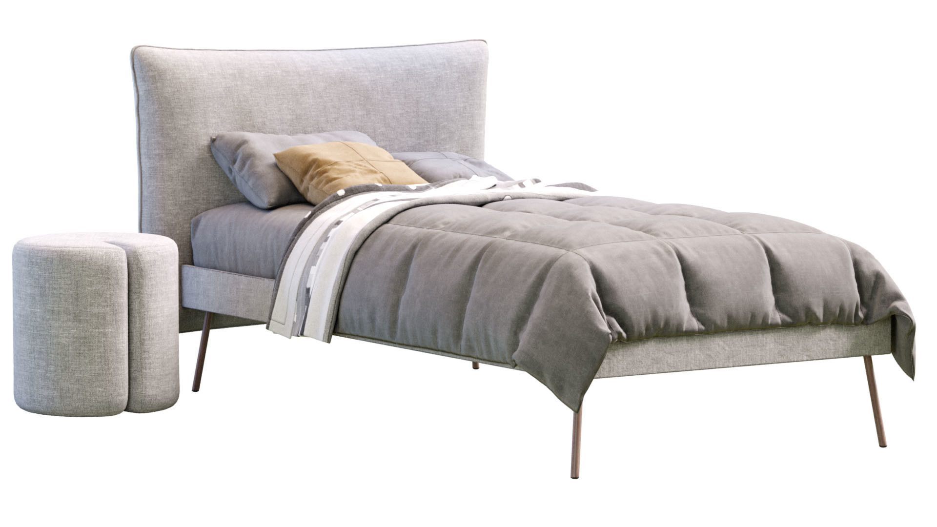 Pillow Single Bed By Nidi 3D model_9