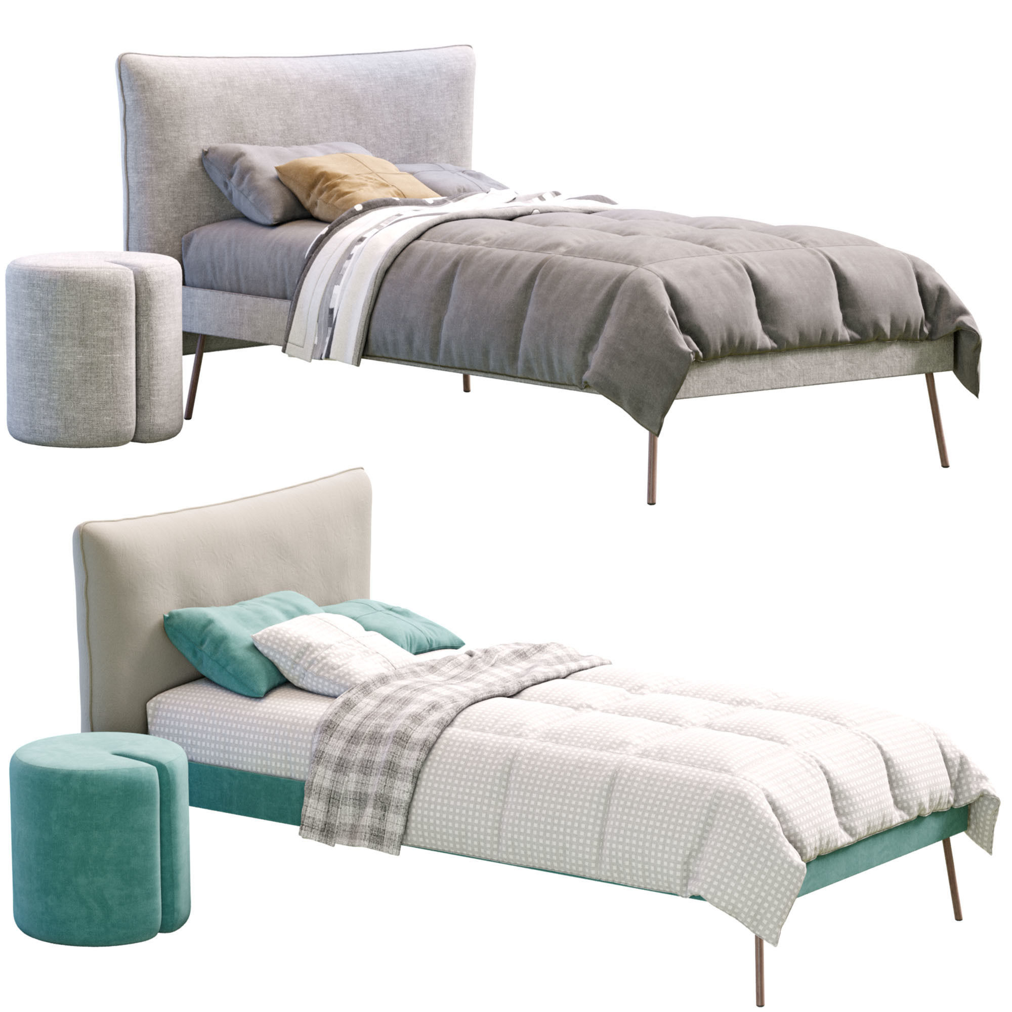 Pillow Single Bed By Nidi 3D model_5