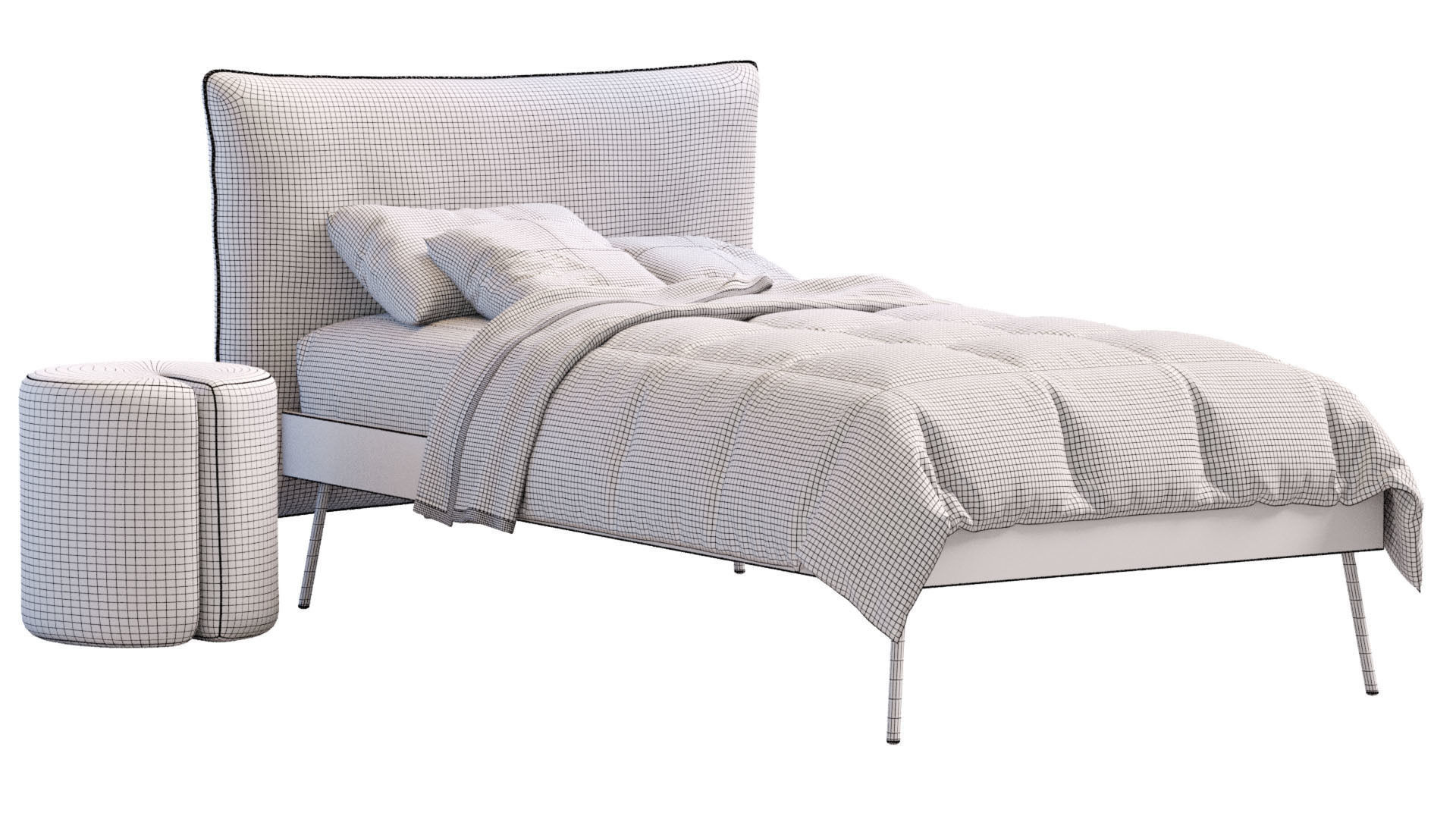 Pillow Single Bed By Nidi 3D model_7