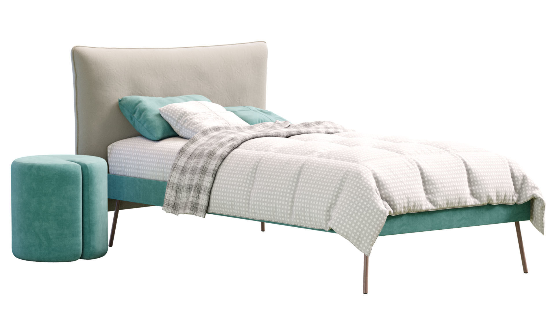 Pillow Single Bed By Nidi 3D model_10