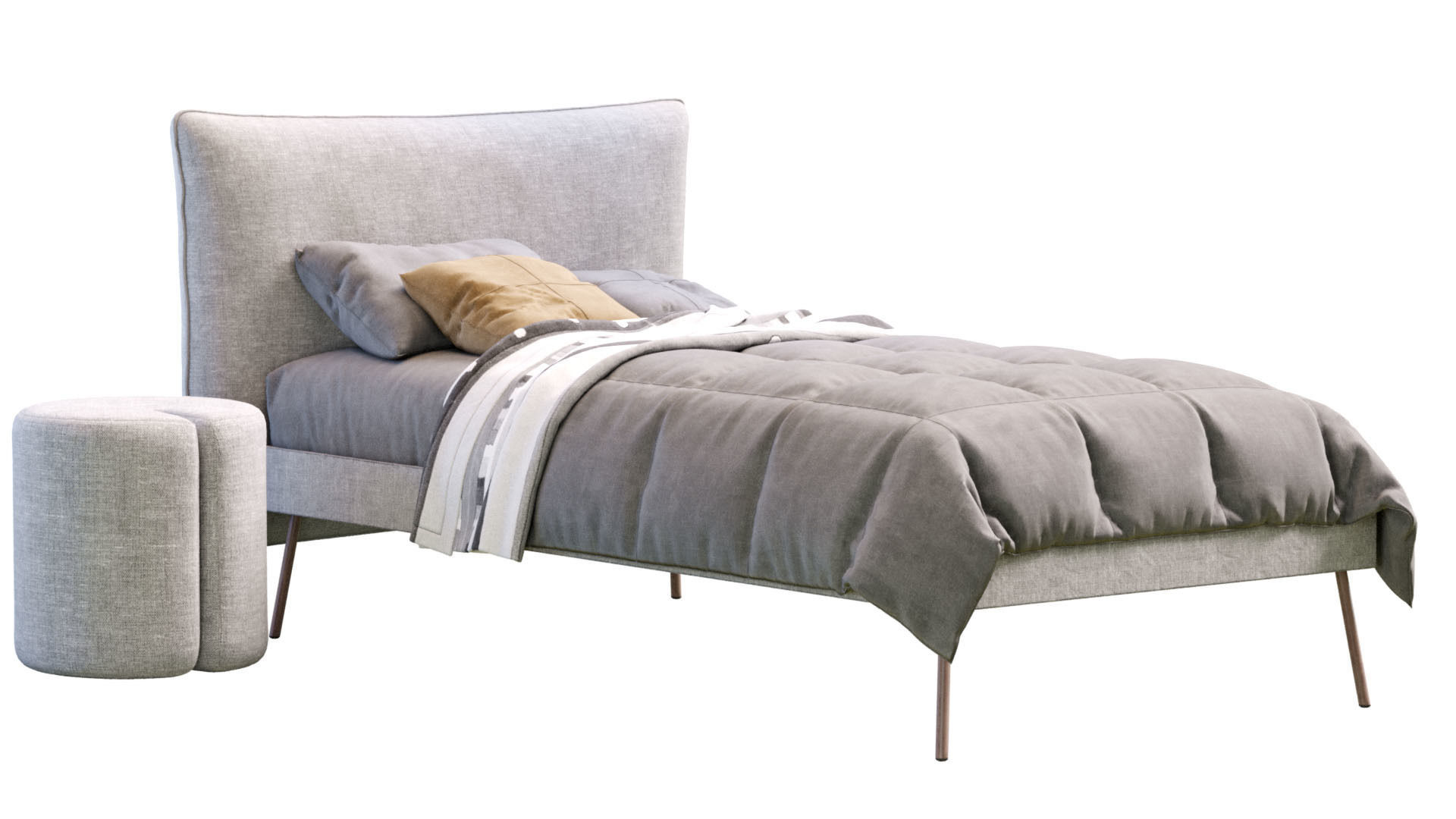 Pillow Single Bed By Nidi 3D model_3