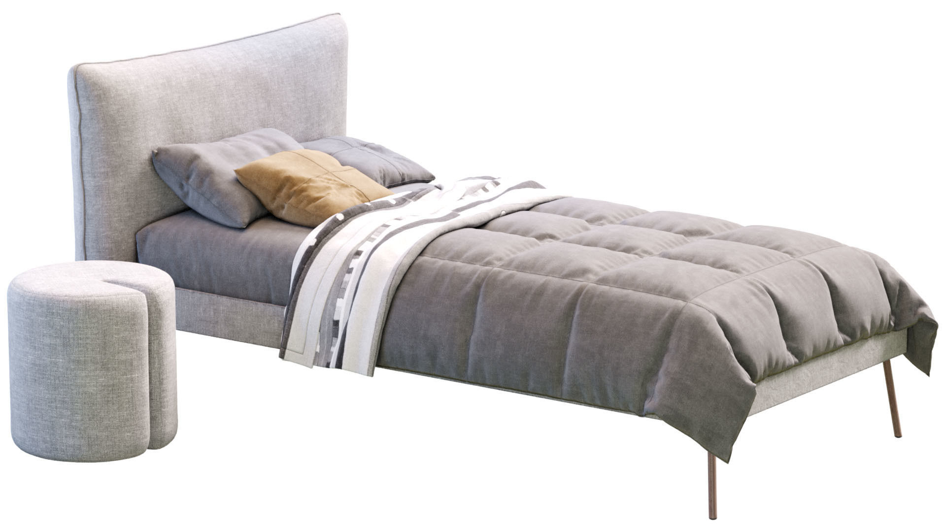 Pillow Single Bed By Nidi 3D model_2