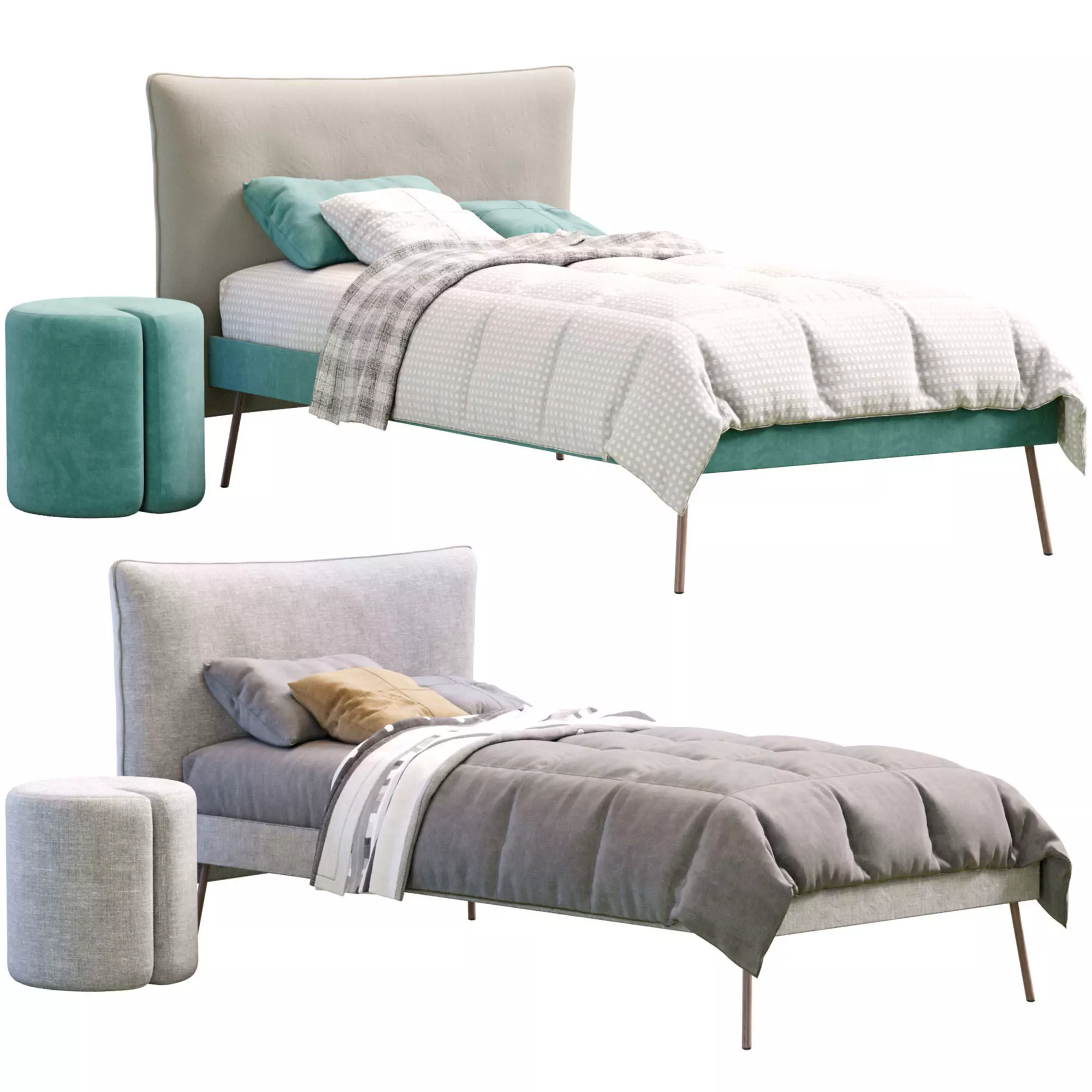 Pillow Single Bed By Nidi 3D model_0