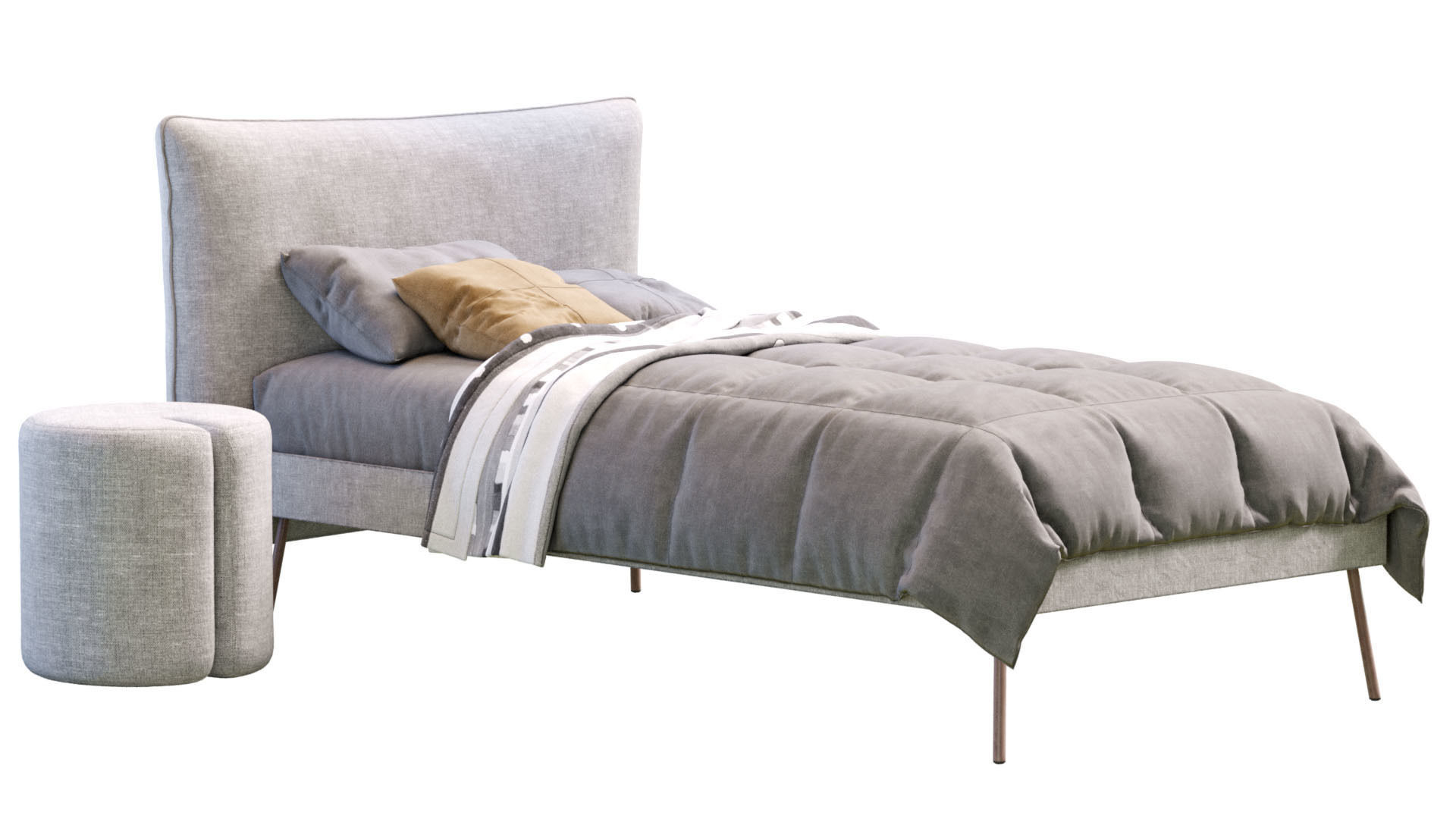 Pillow Single Bed By Nidi 3D model_8