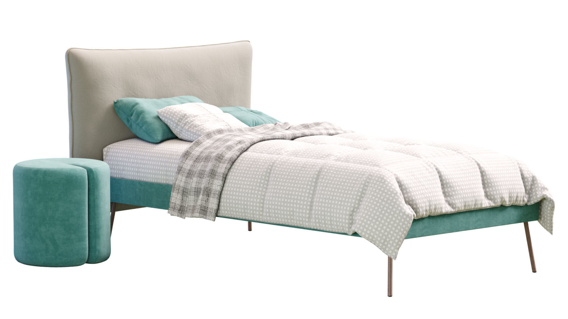 Pillow Single Bed By Nidi 3D model_11