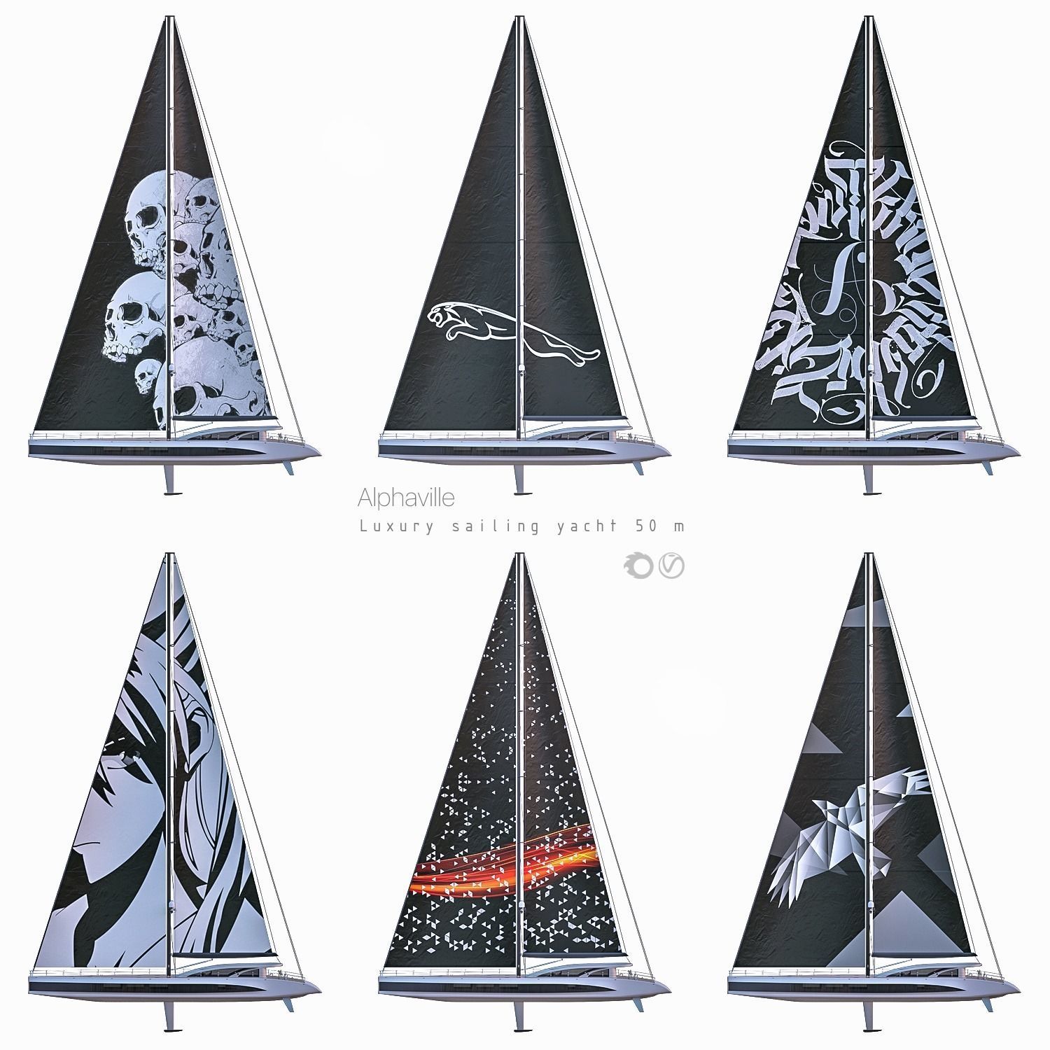 Luxury sailing yacht 50 m Alphaville 3D model_7