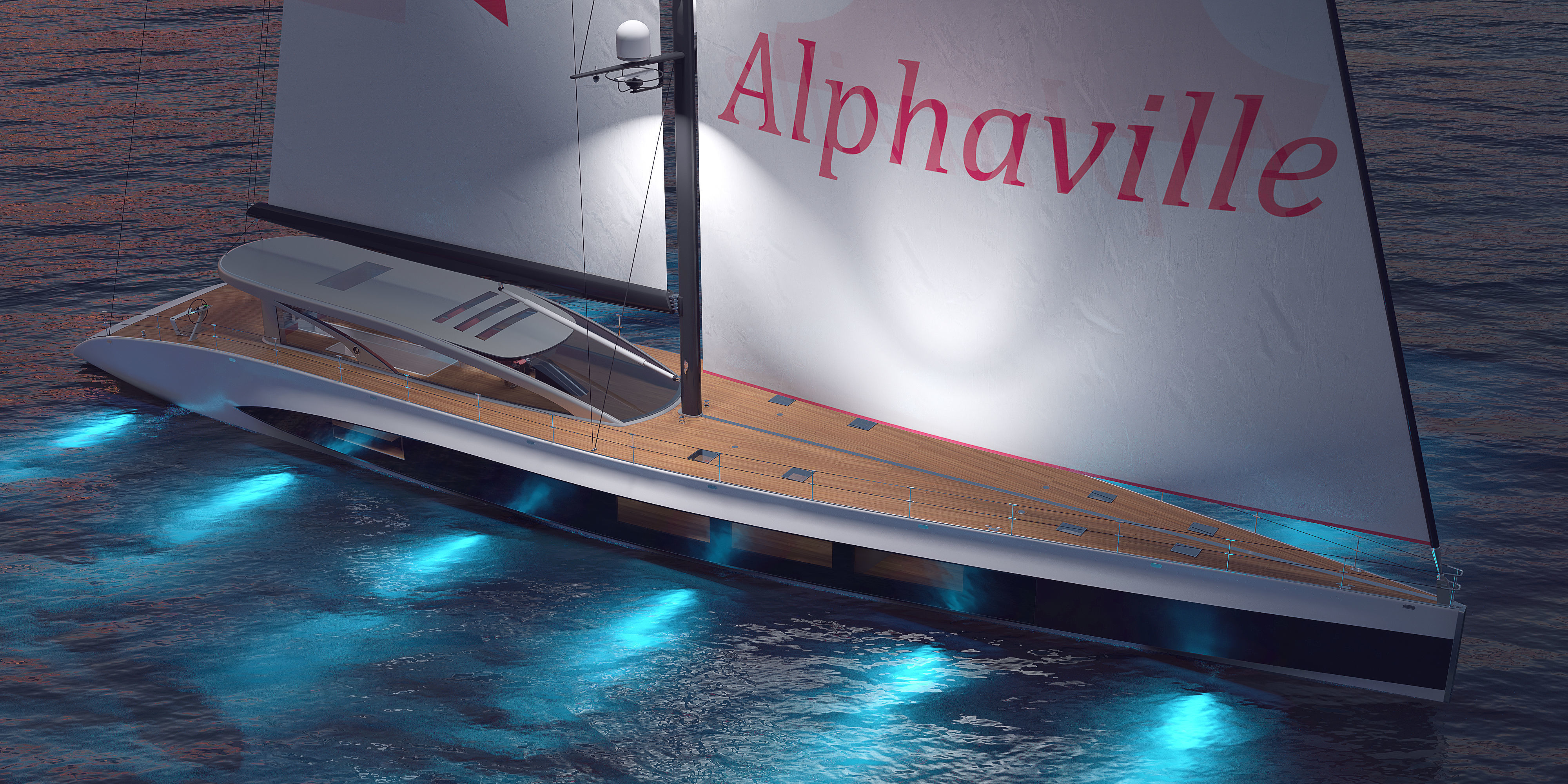 Luxury sailing yacht 50 m Alphaville 3D model_1