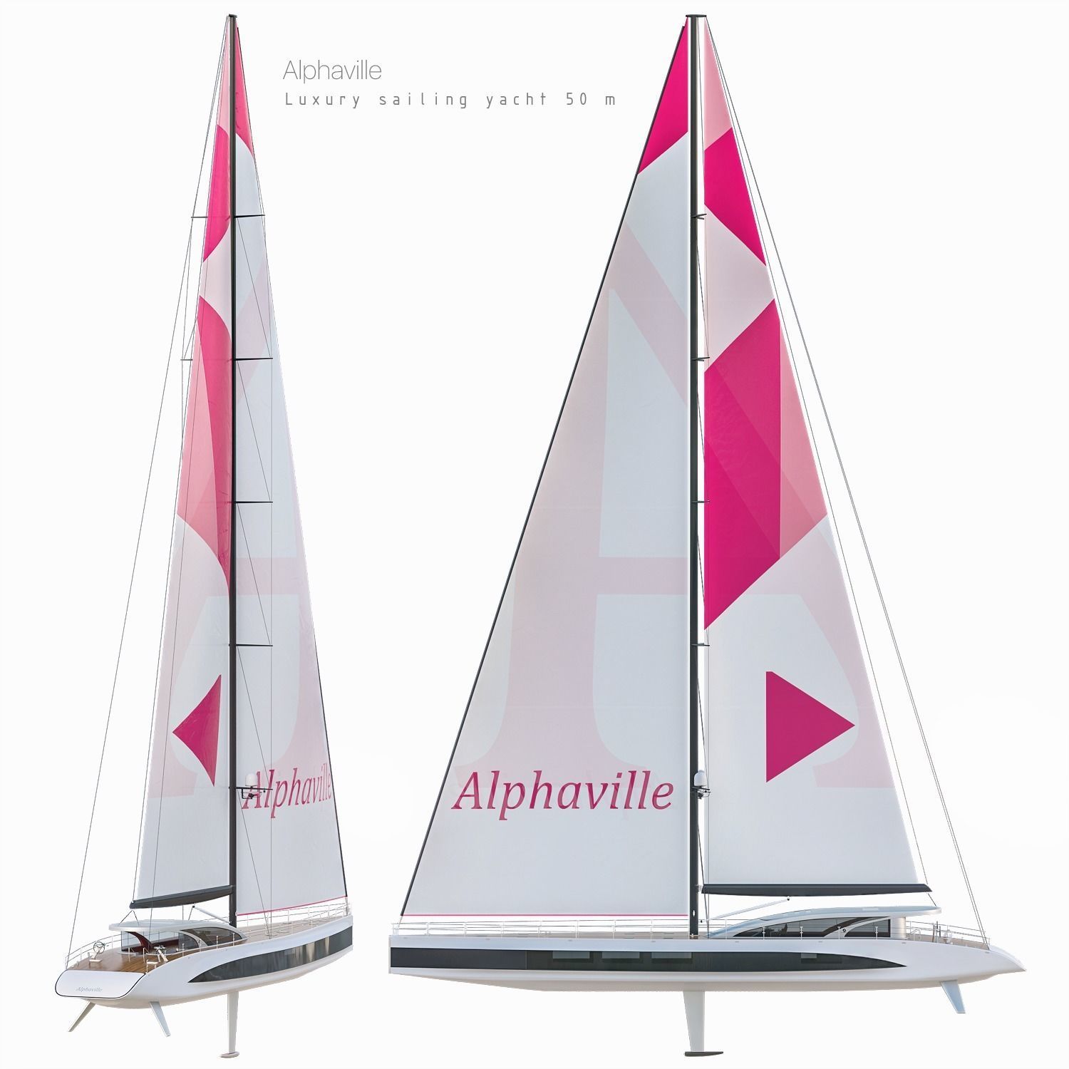 Luxury sailing yacht 50 m Alphaville 3D model_8