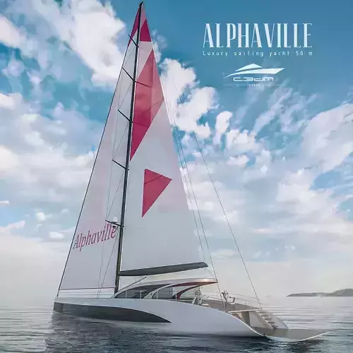 Luxury sailing yacht 50 m Alphaville 3D model