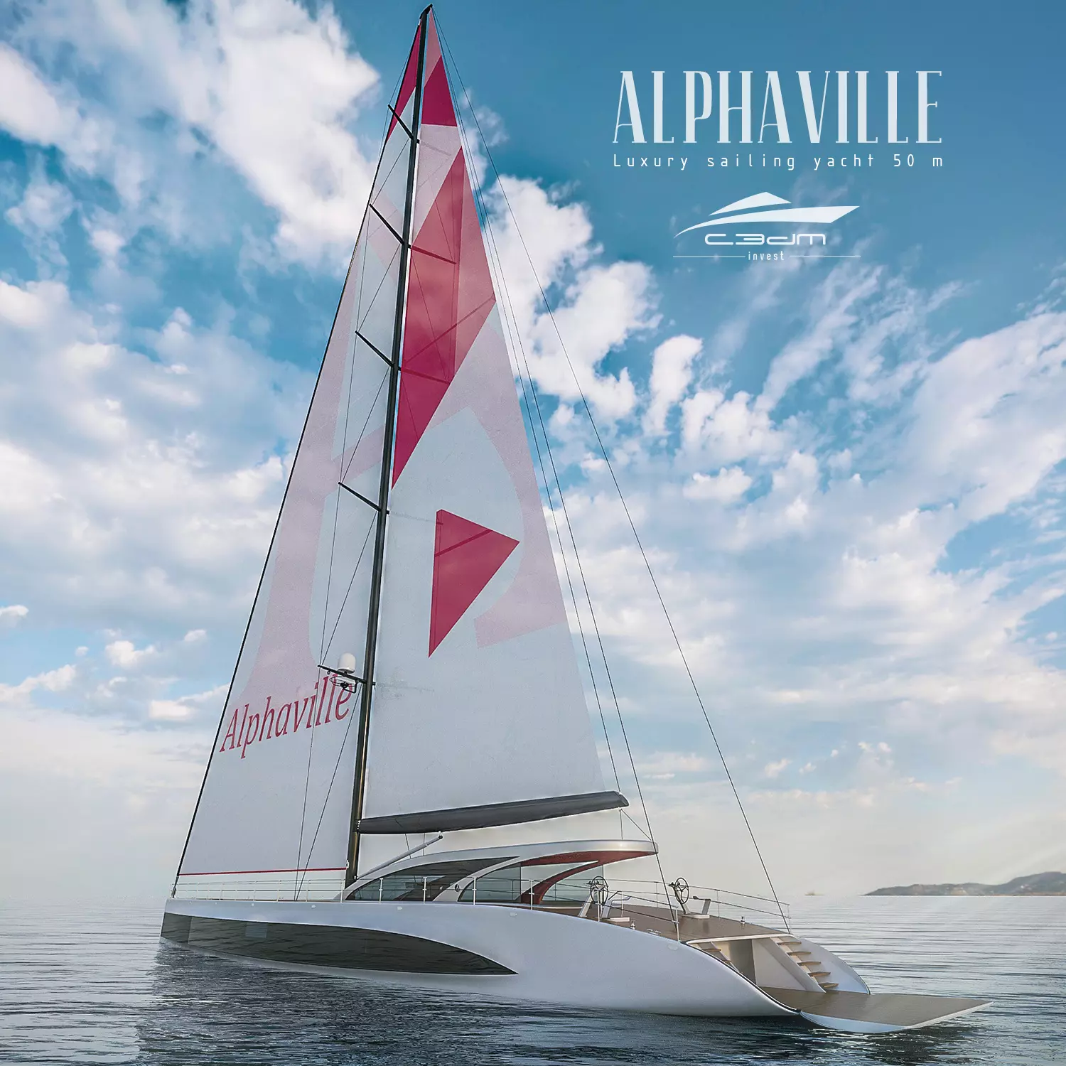 Luxury sailing yacht 50 m Alphaville 3D model_0