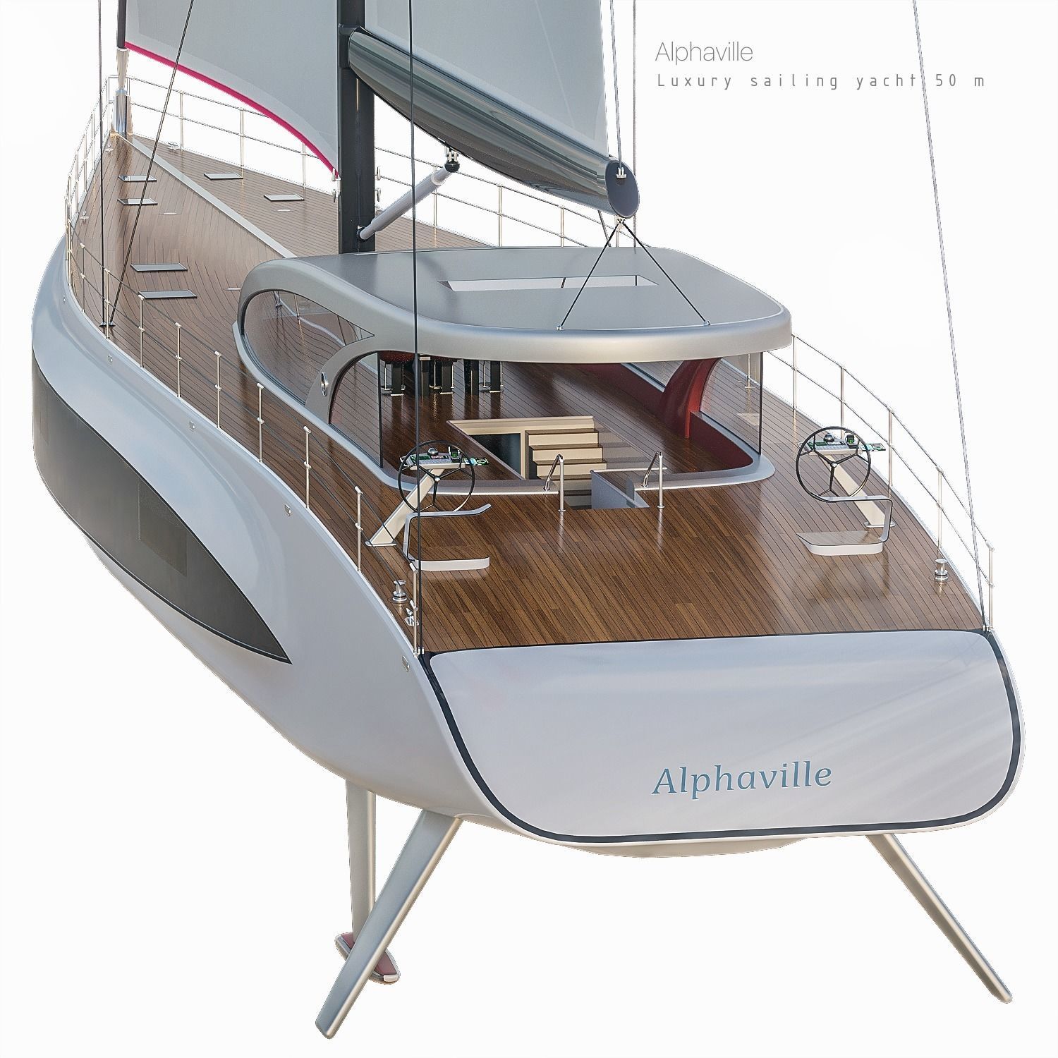 Luxury sailing yacht 50 m Alphaville 3D model_3