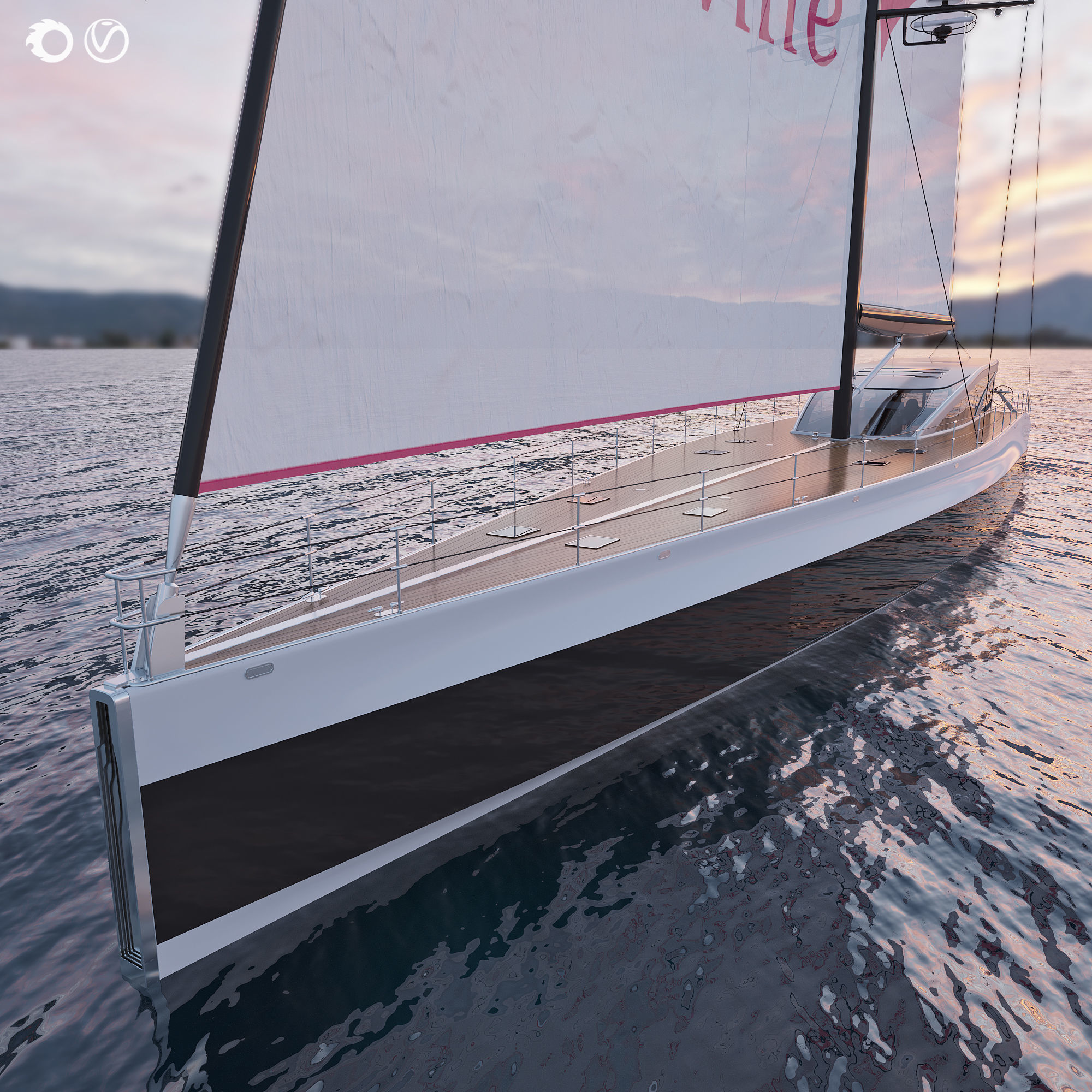 Luxury sailing yacht 50 m Alphaville 3D model_2
