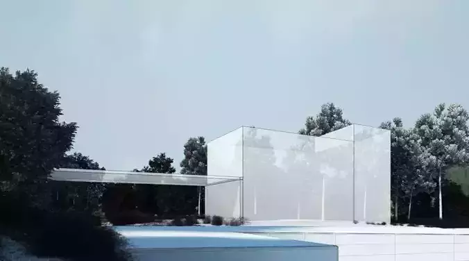 Scene Ready For Rendering A House In A Forest