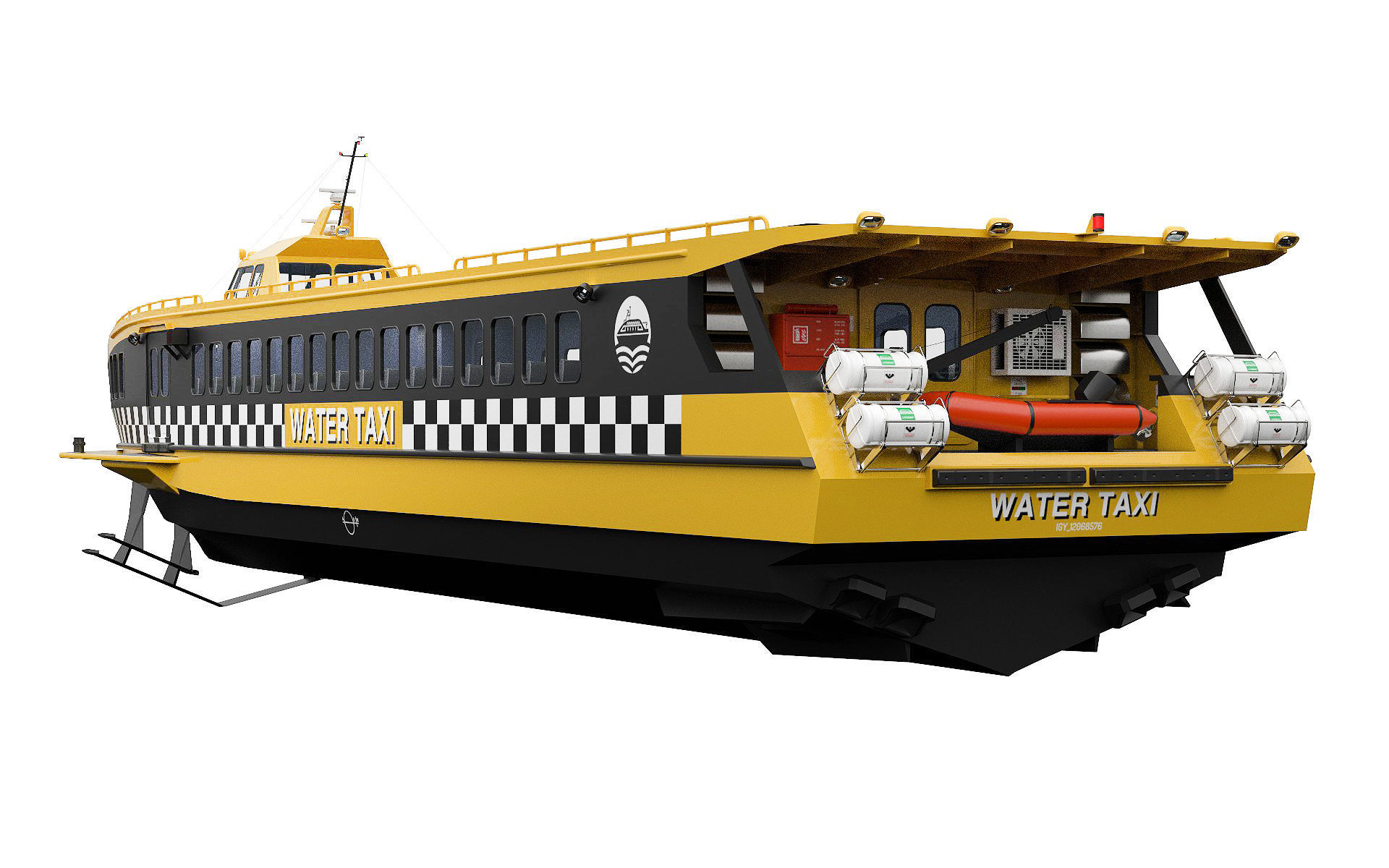 Fast Passanger ferry Yellow 3D model_3