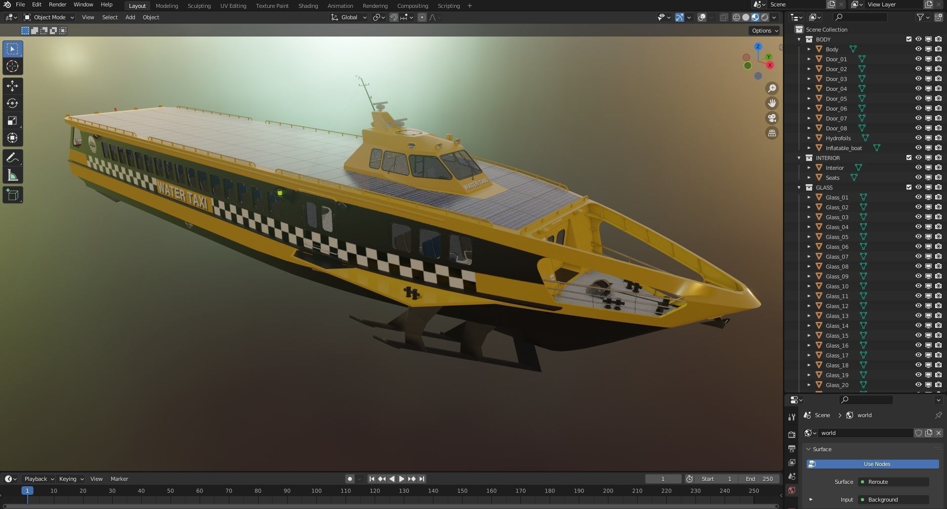 Fast Passanger ferry Yellow 3D model_10