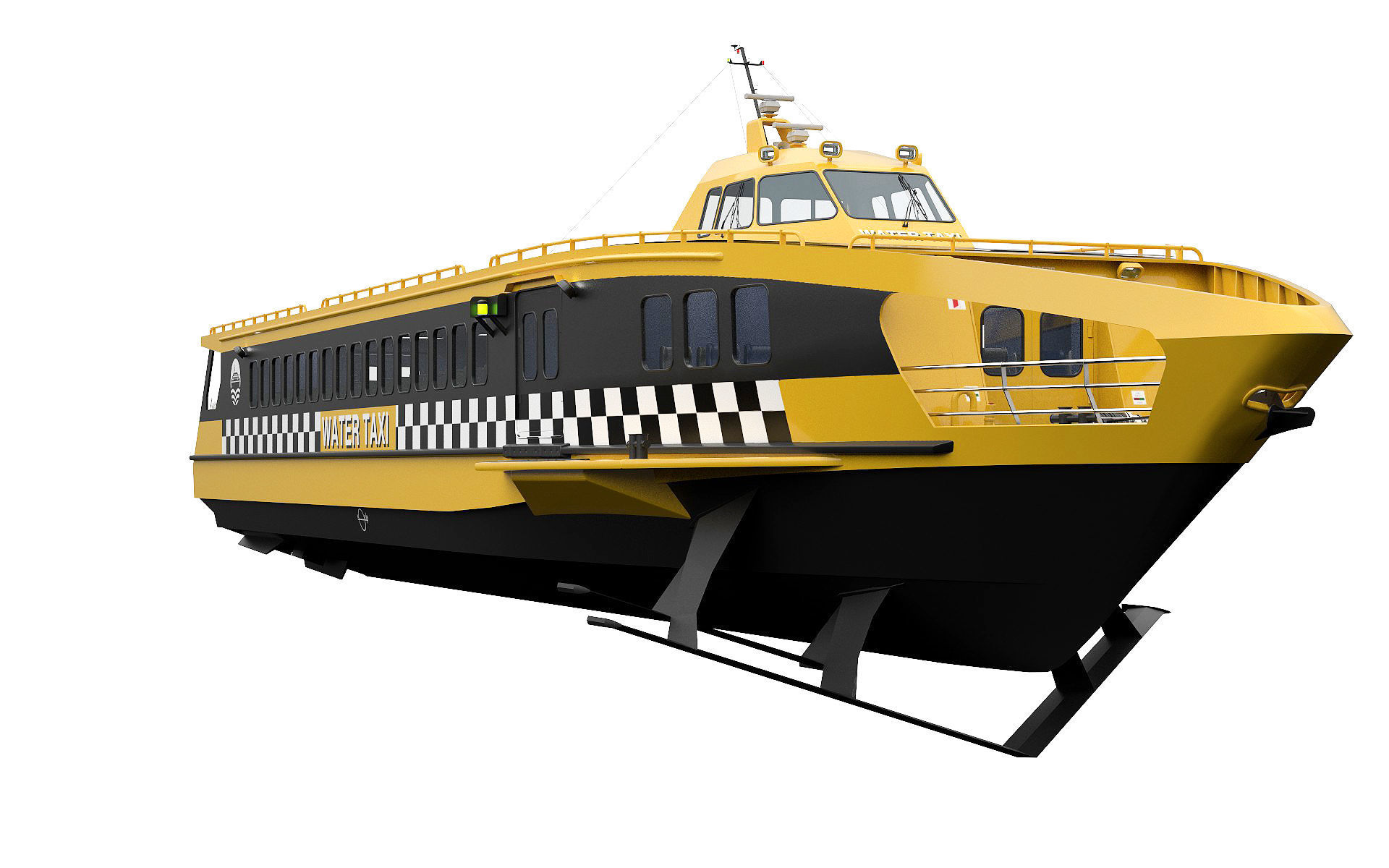 Fast Passanger ferry Yellow 3D model_2