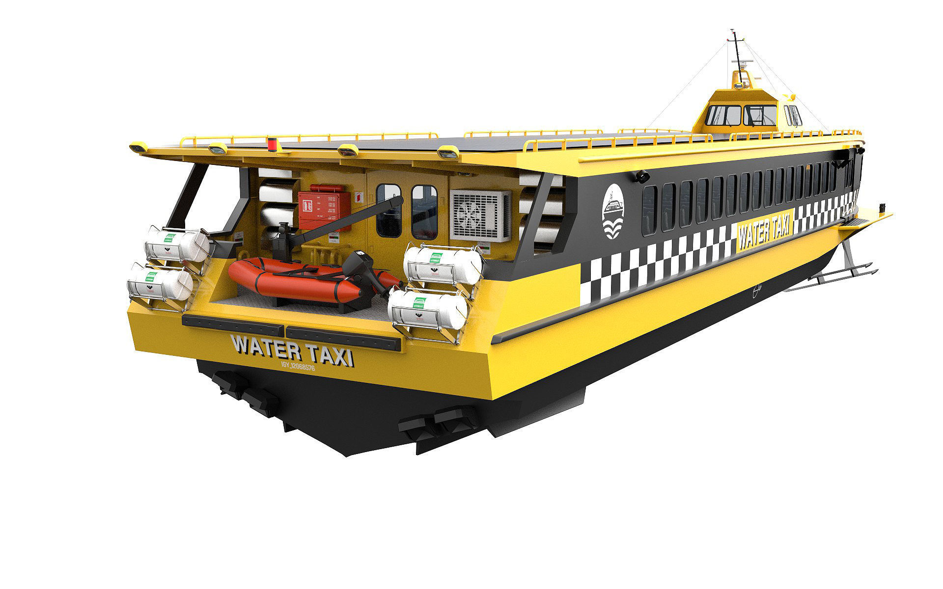 Fast Passanger ferry Yellow 3D model_7