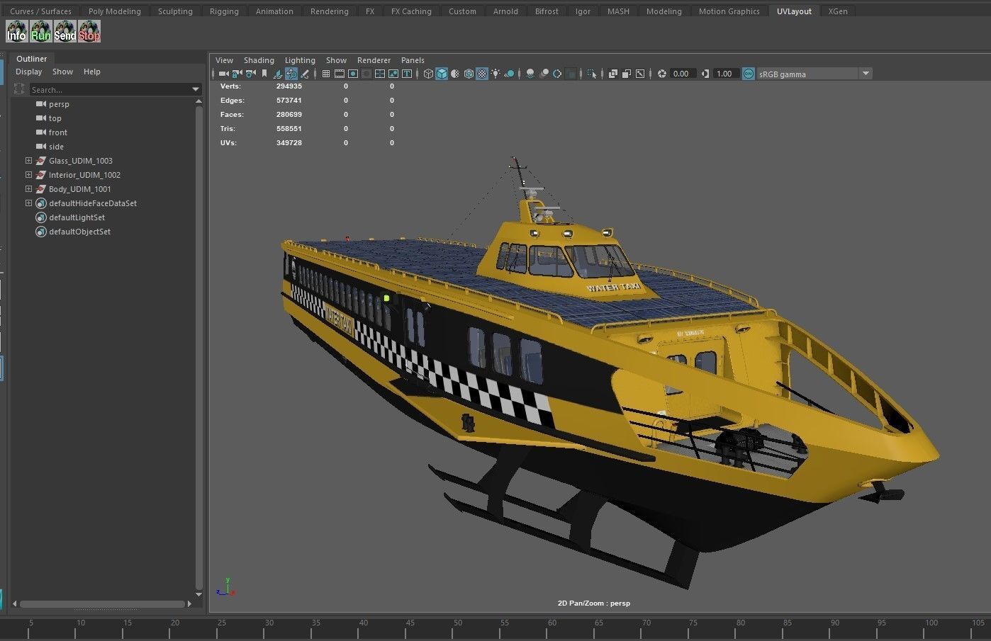 Fast Passanger ferry Yellow 3D model_14
