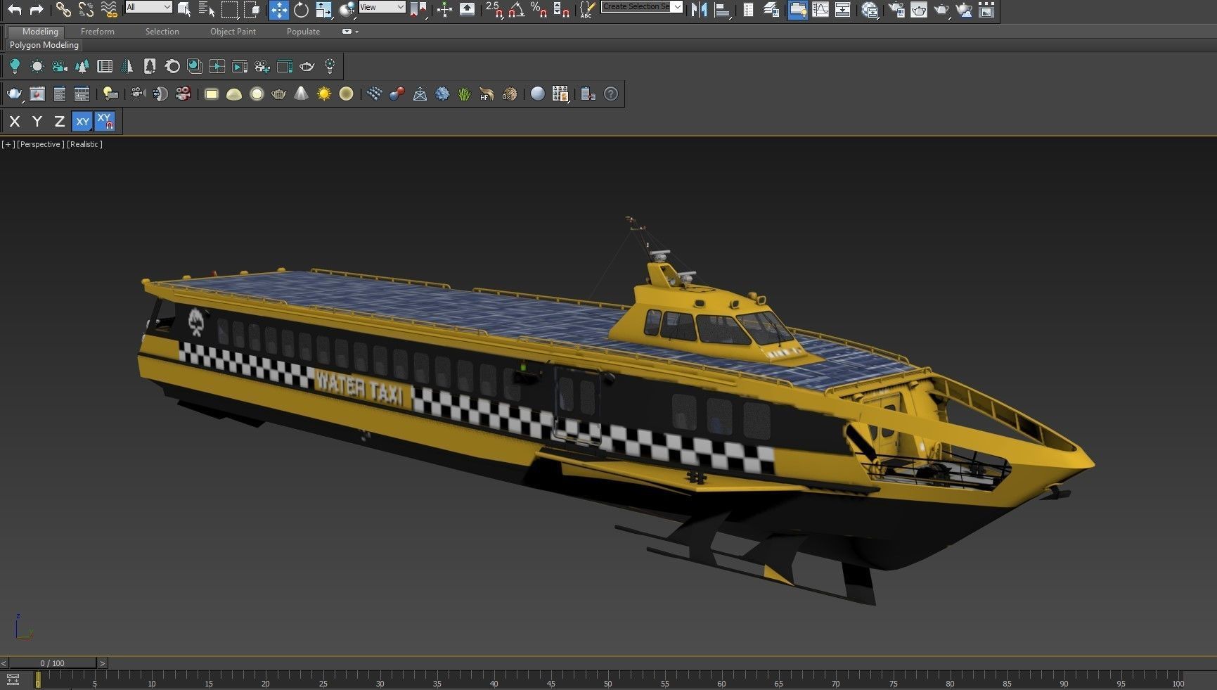 Fast Passanger ferry Yellow 3D model_12