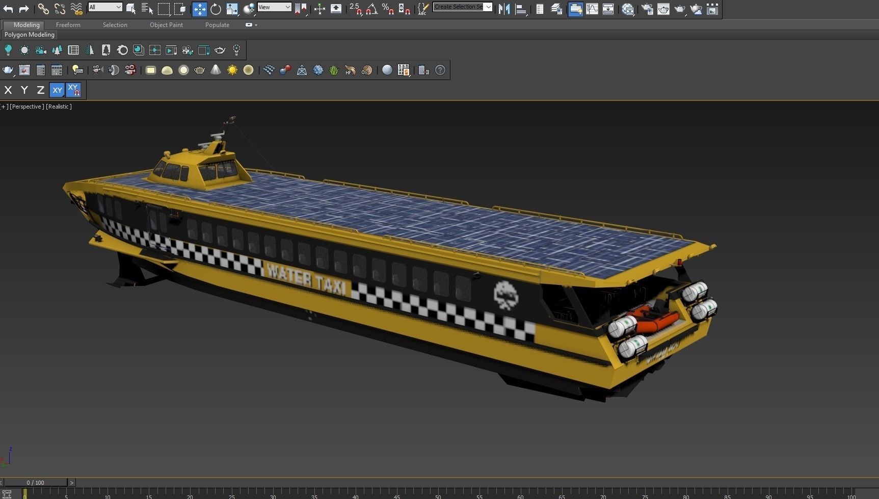 Fast Passanger ferry Yellow 3D model_13