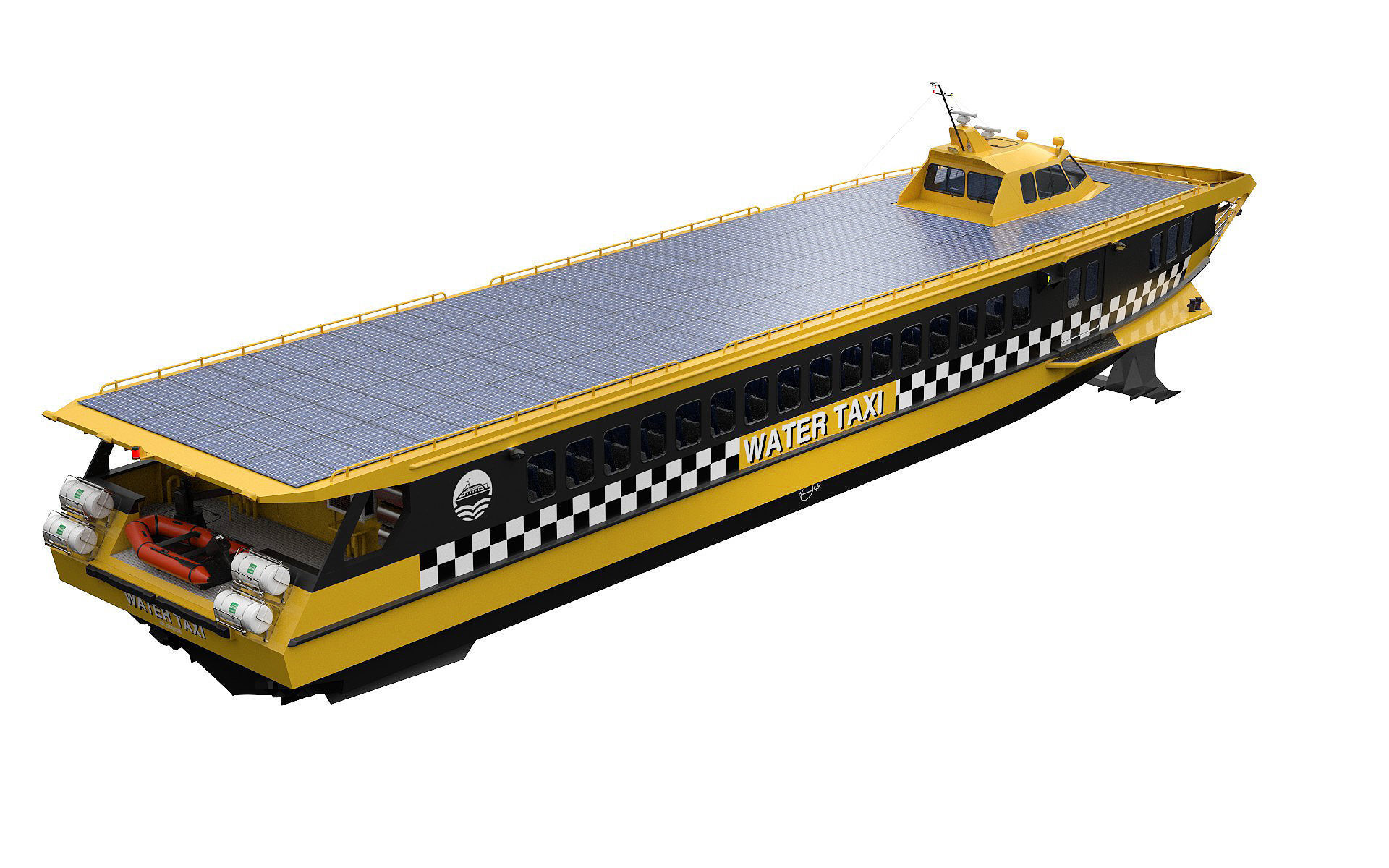 Fast Passanger ferry Yellow 3D model_5
