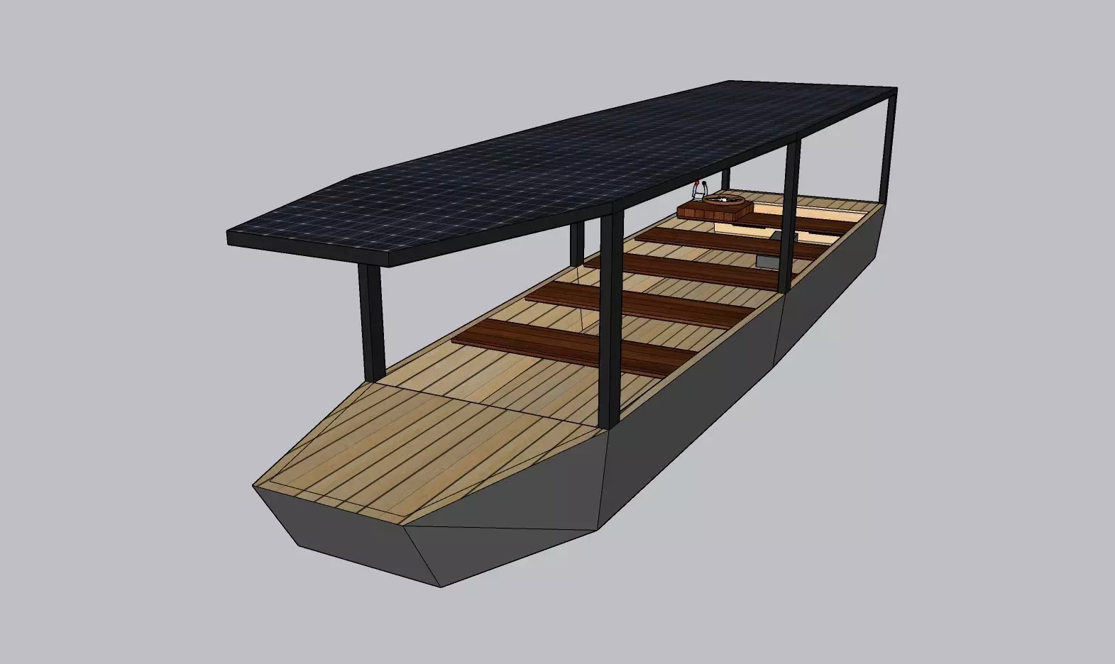 Electric boat Low-poly 3D model_0