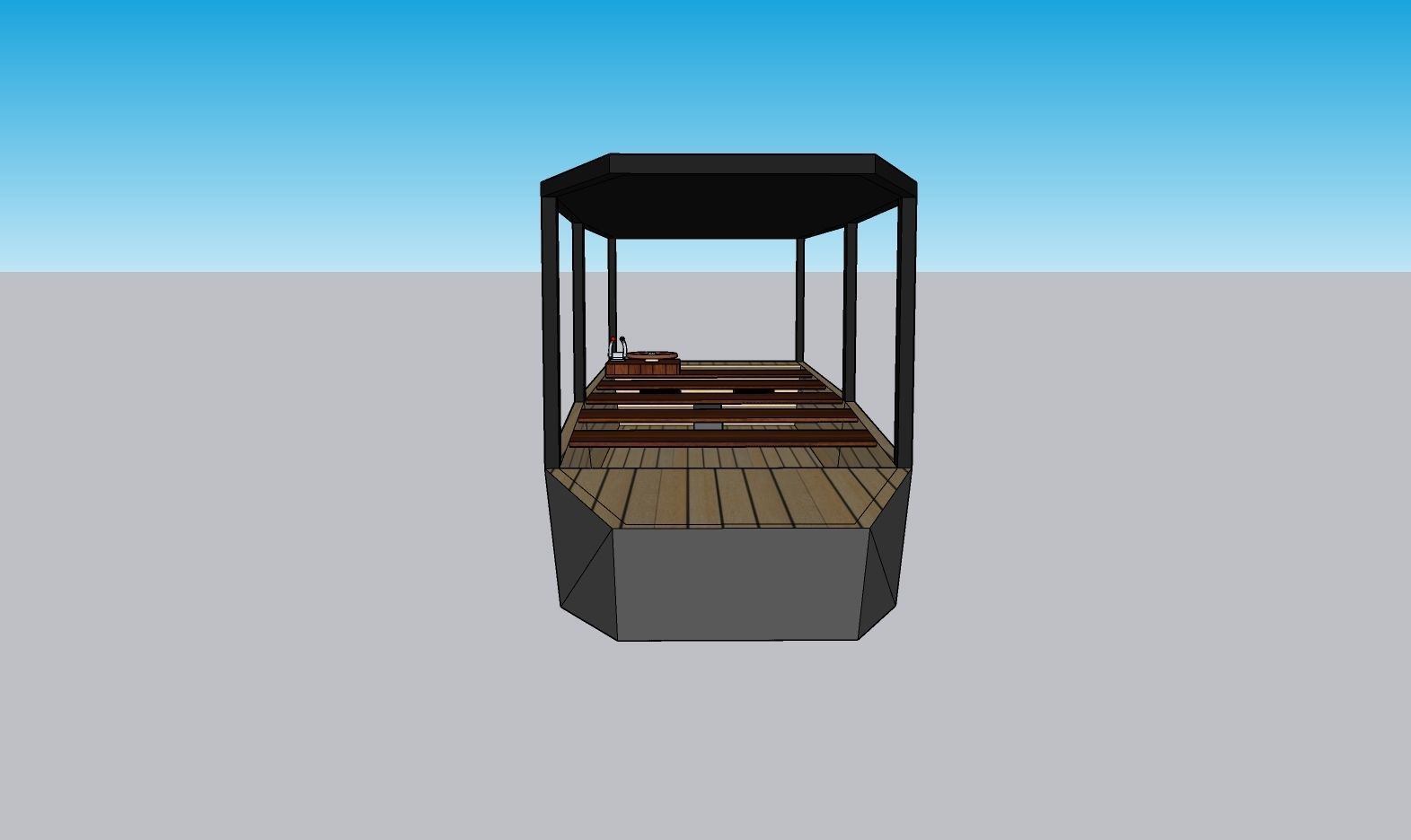 Electric boat Low-poly 3D model_1