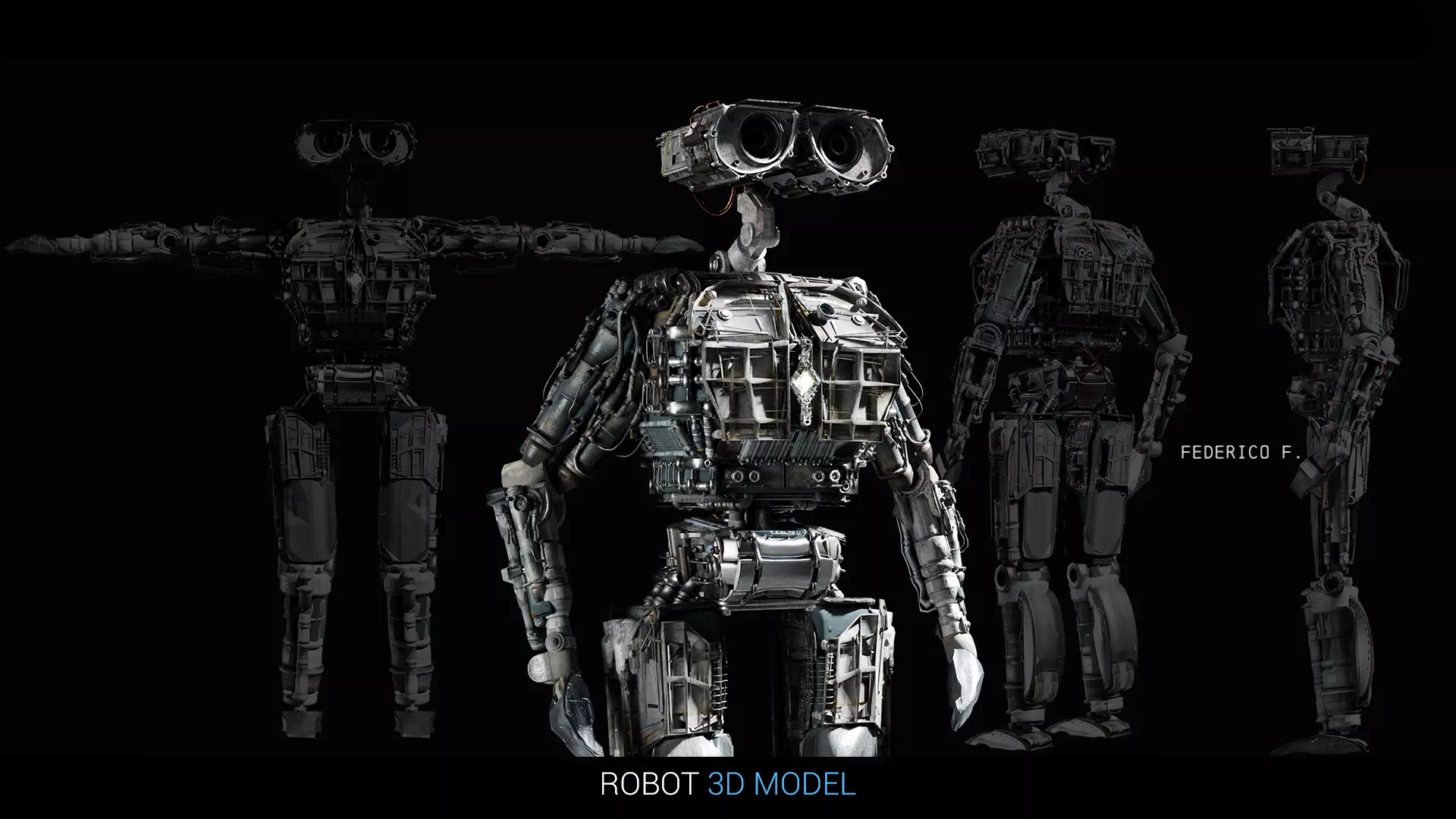 Junkyard Robot 3D Model High Quality 3D model_0