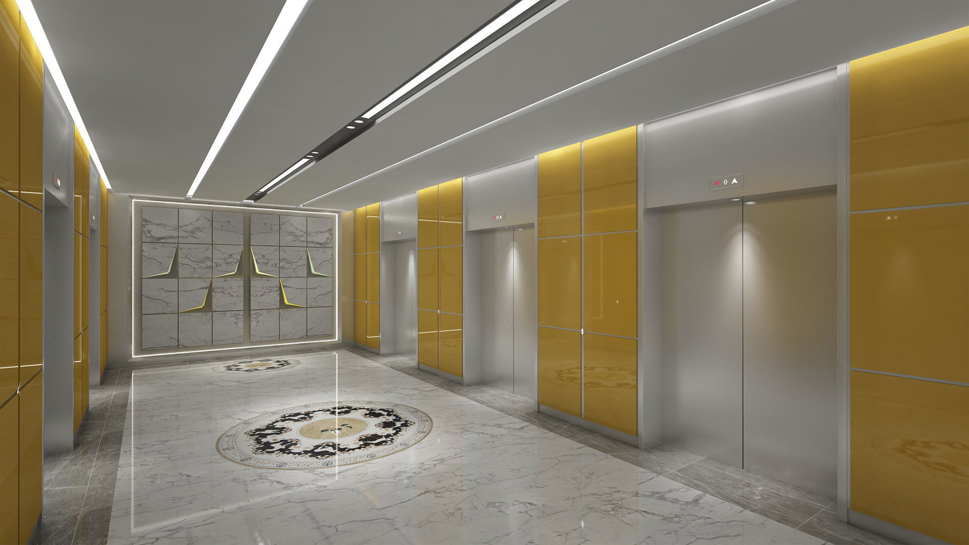 Hotel Elevator Corridor 3D model_4