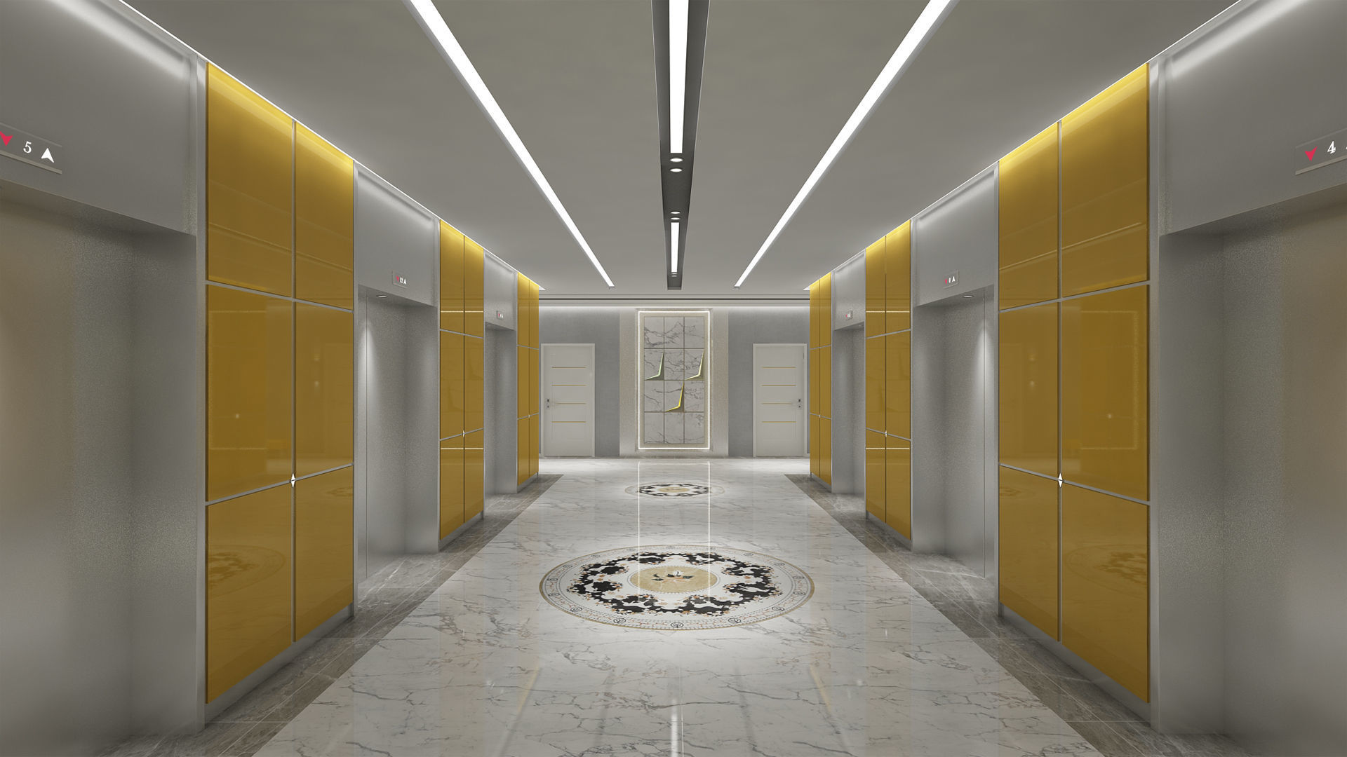 Hotel Elevator Corridor 3D model_2