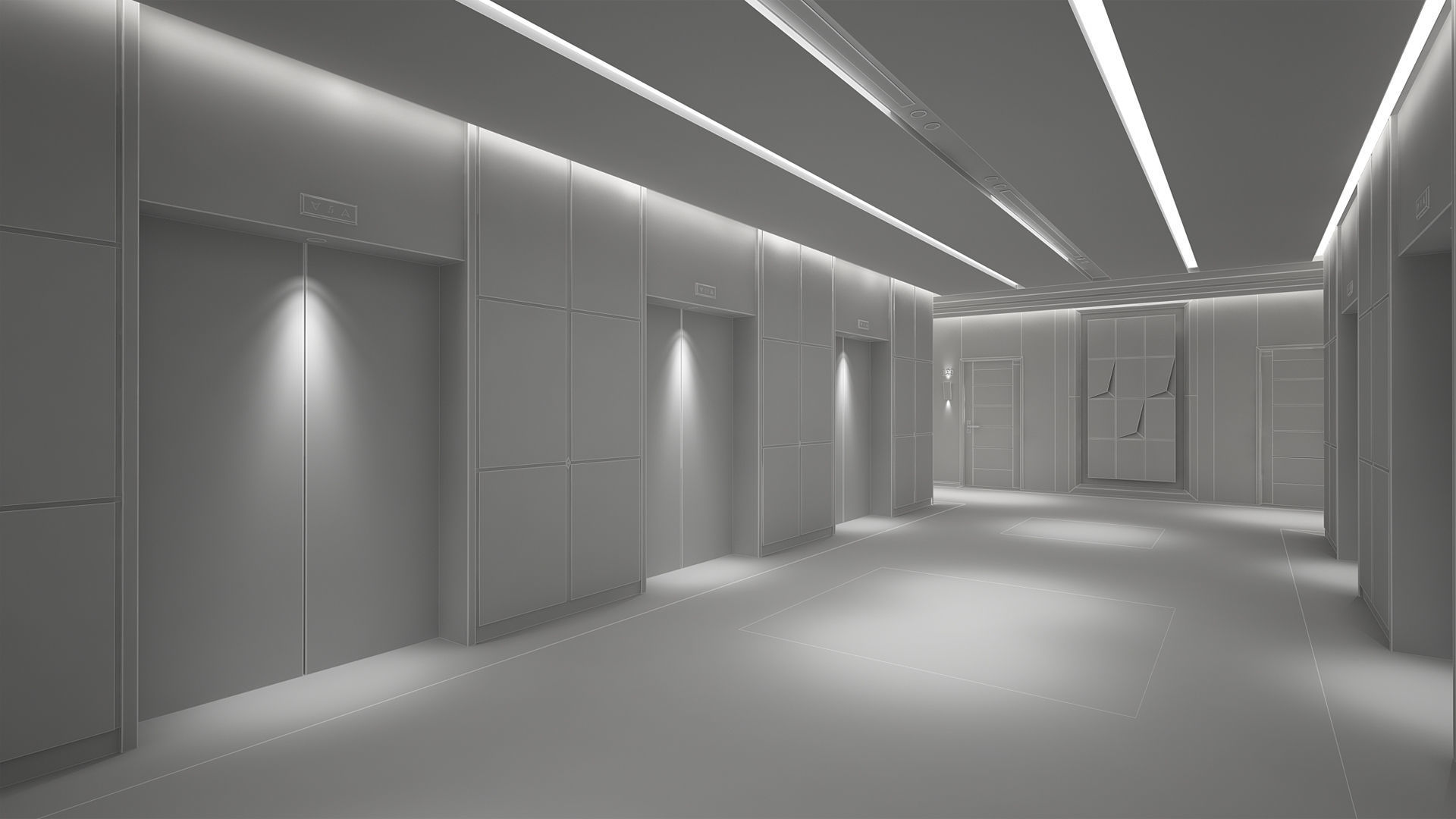 Hotel Elevator Corridor 3D model_8