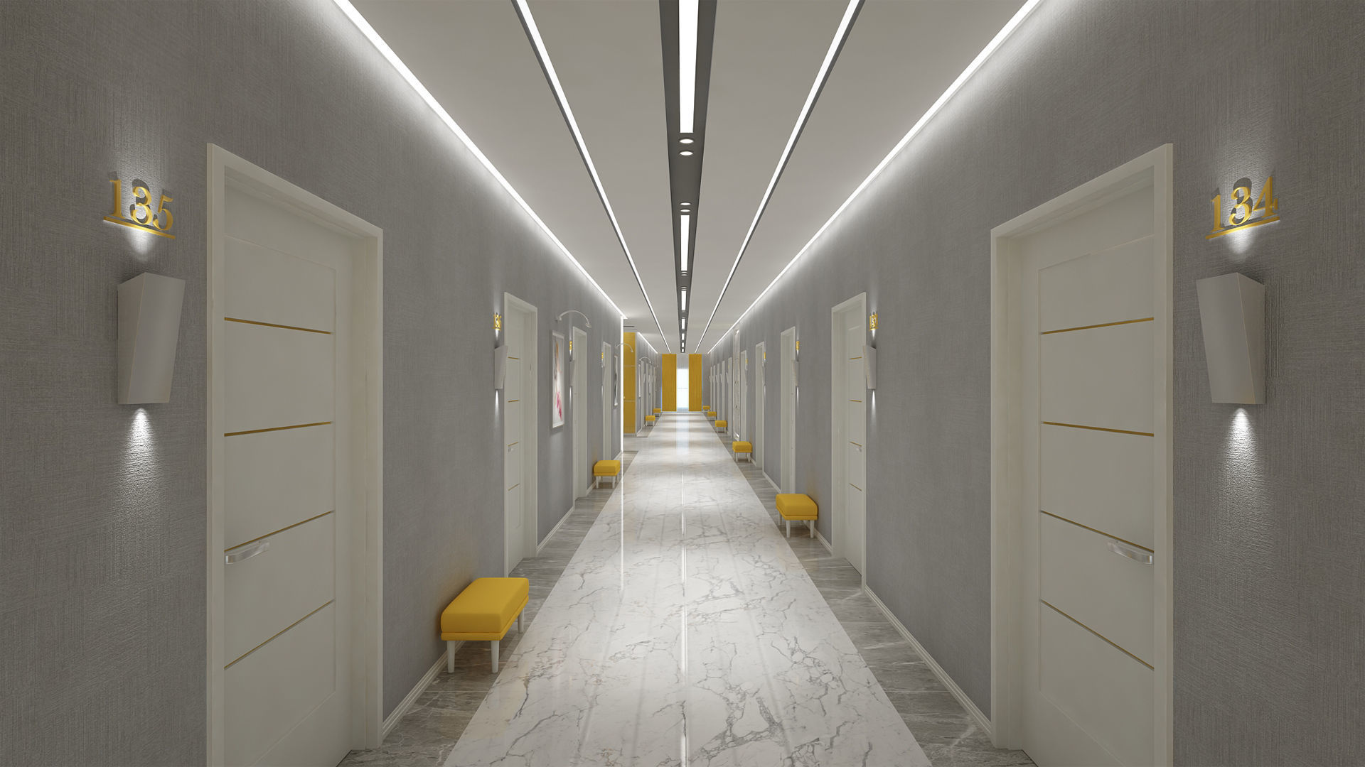 Hotel Elevator Corridor 3D model_3
