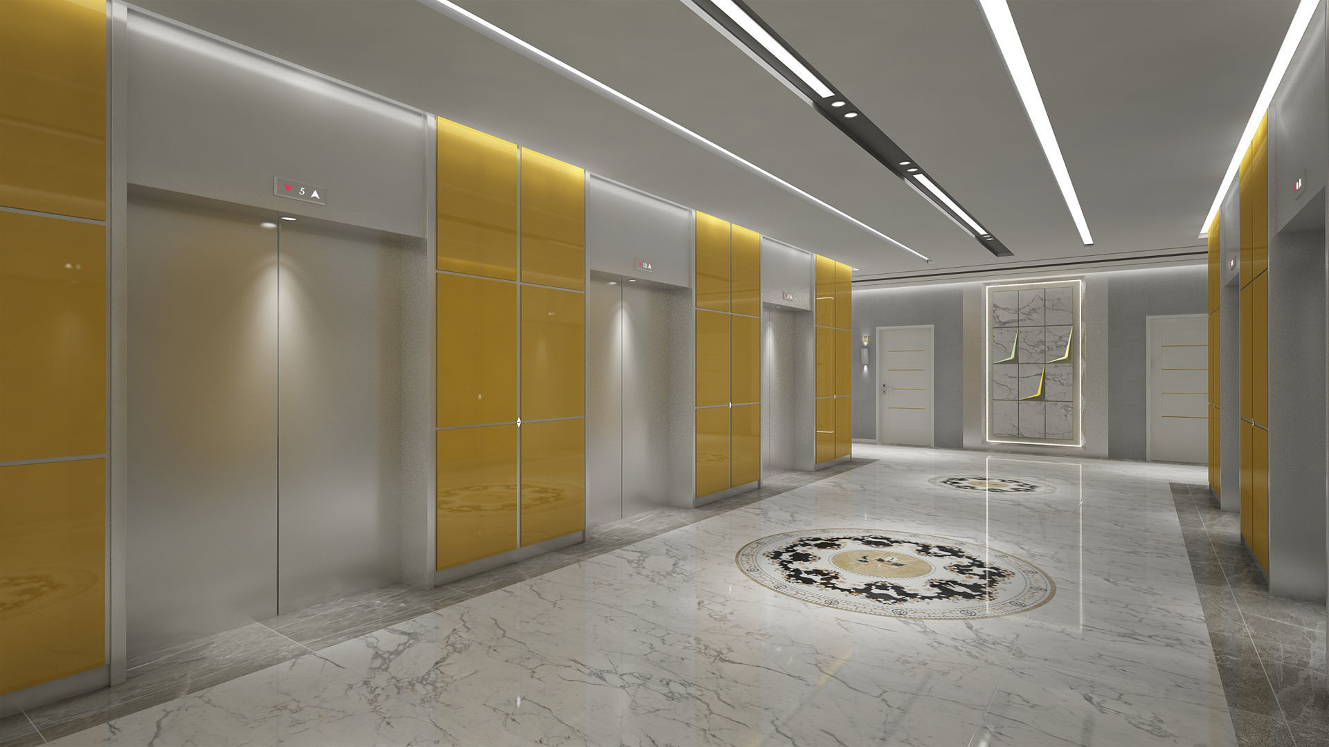 Hotel Elevator Corridor 3D model_5