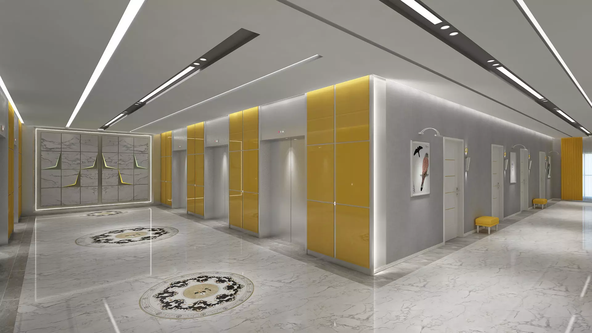 Hotel Elevator Corridor 3D model_0