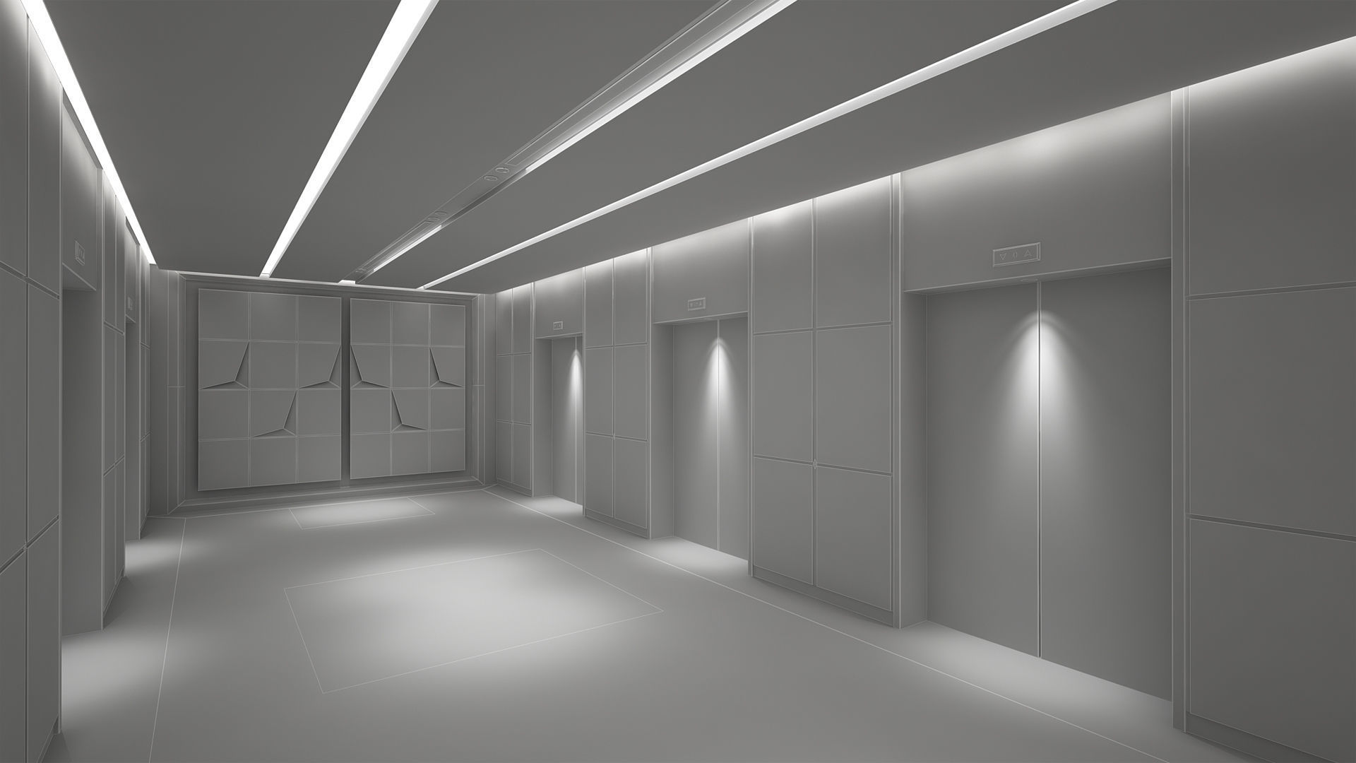 Hotel Elevator Corridor 3D model_11
