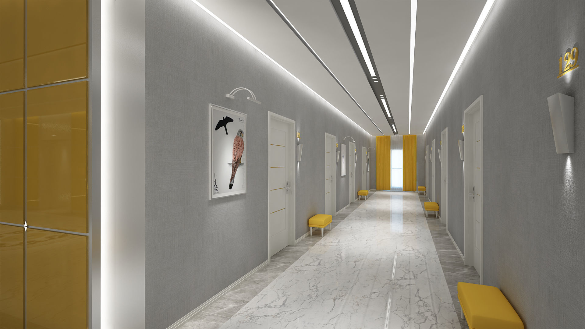Hotel Elevator Corridor 3D model_1
