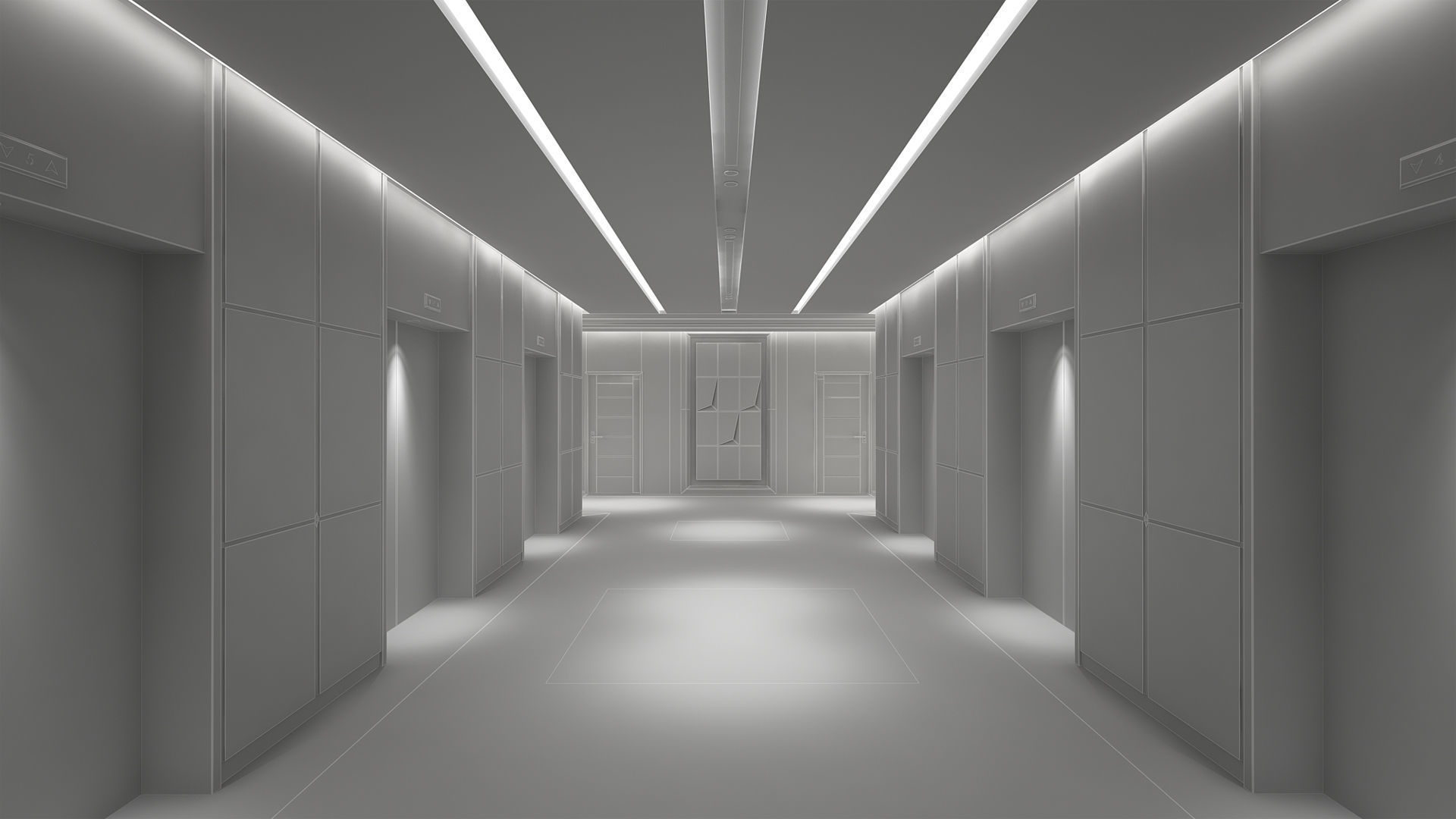 Hotel Elevator Corridor 3D model_10