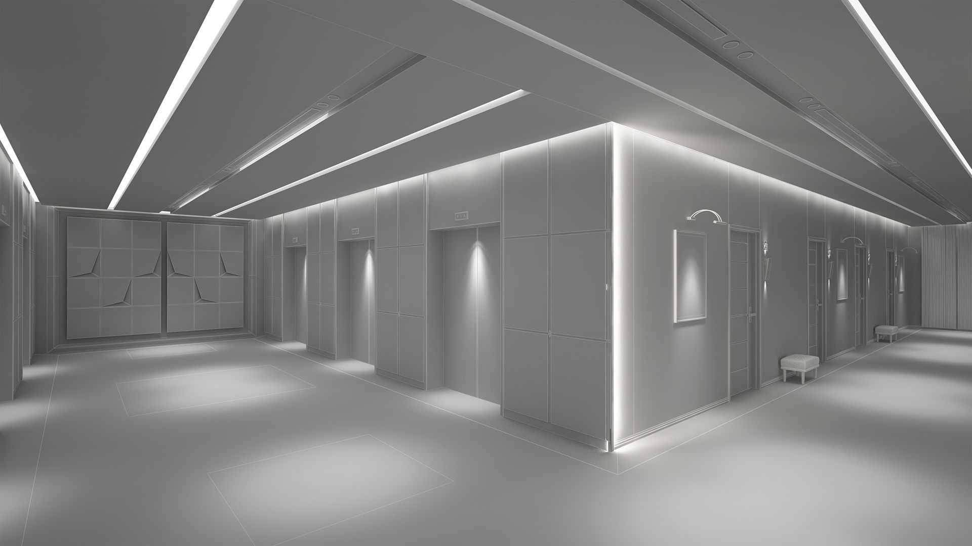 Hotel Elevator Corridor 3D model_7