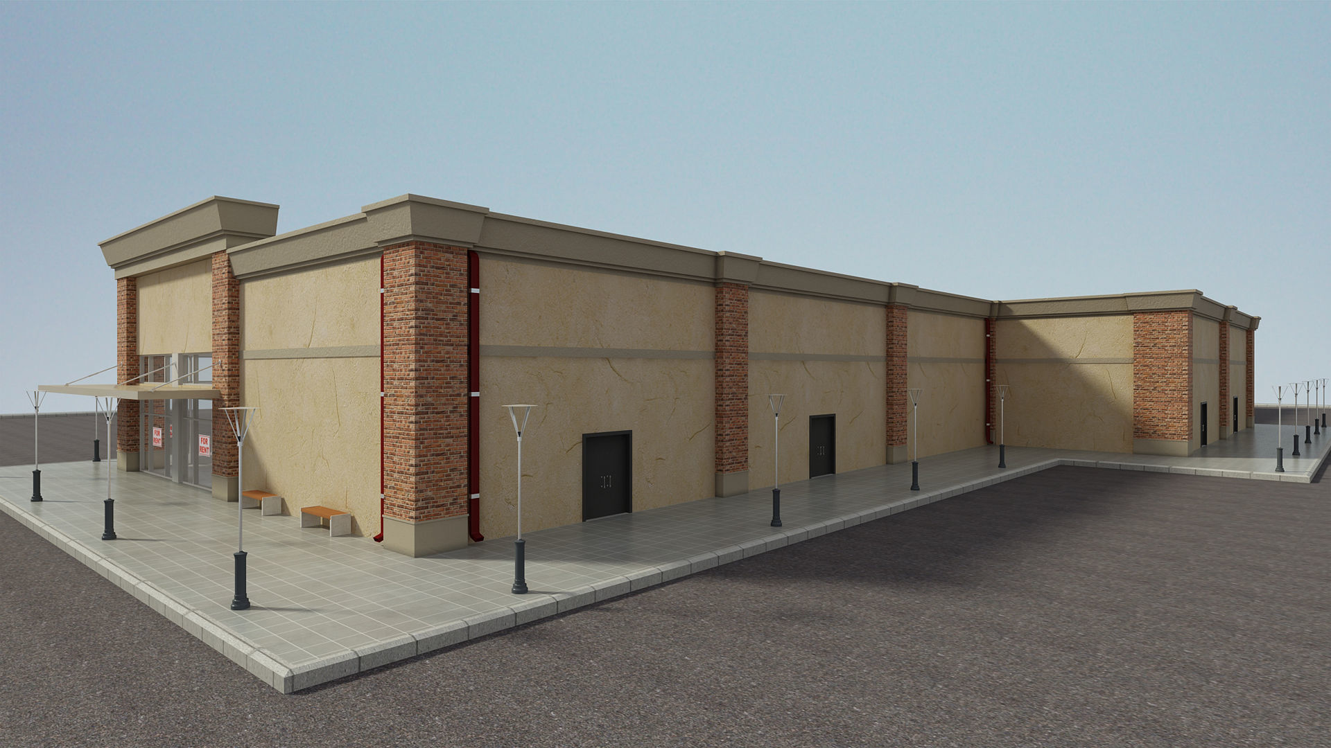 Retail Store Building 3D model_9