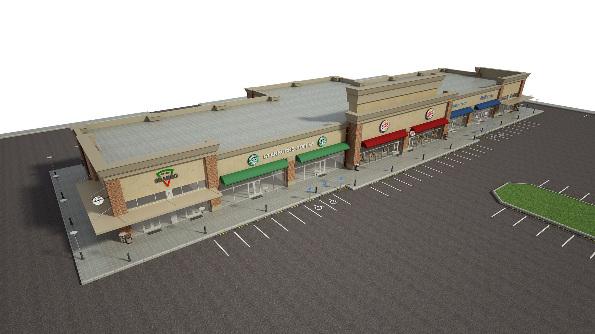 Retail Store Building 3D model_1