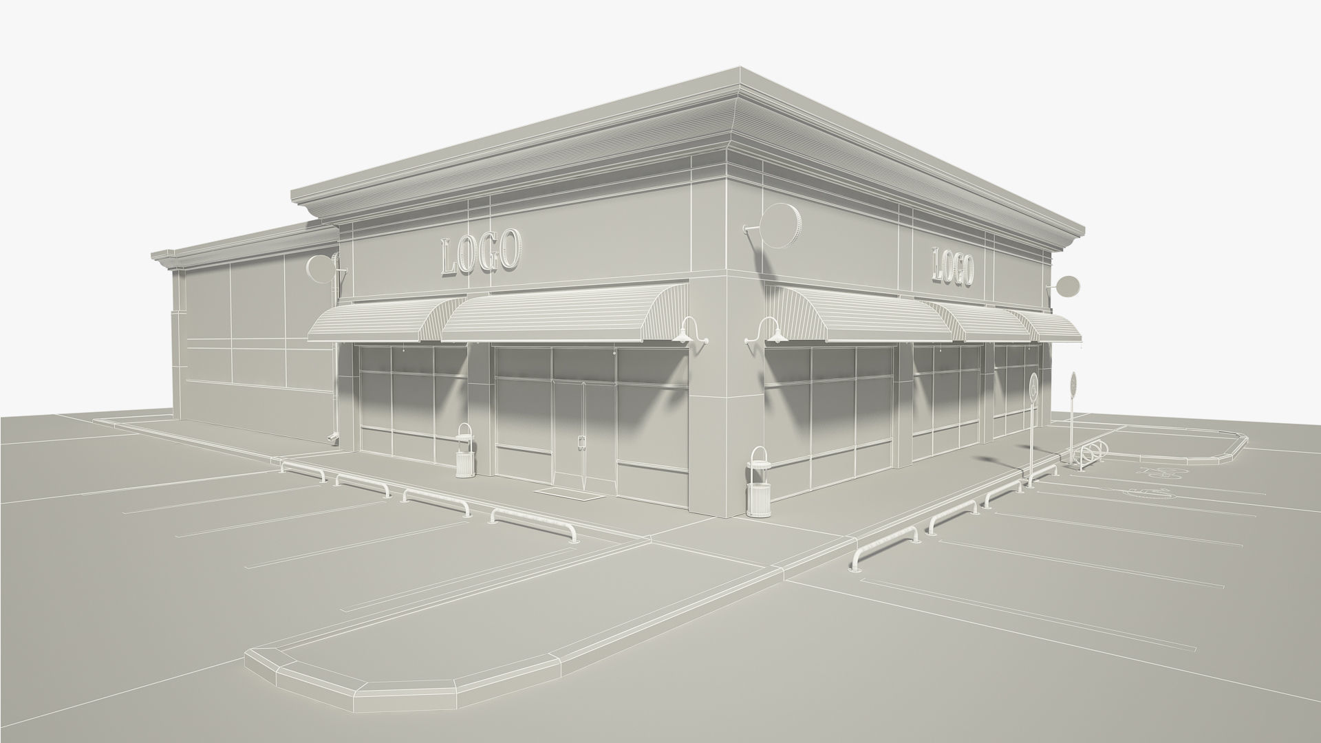 Retail Store Building 3D model_10