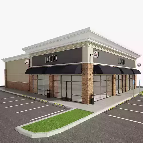 Retail Store Building 3D model Retail Store Building 3D model