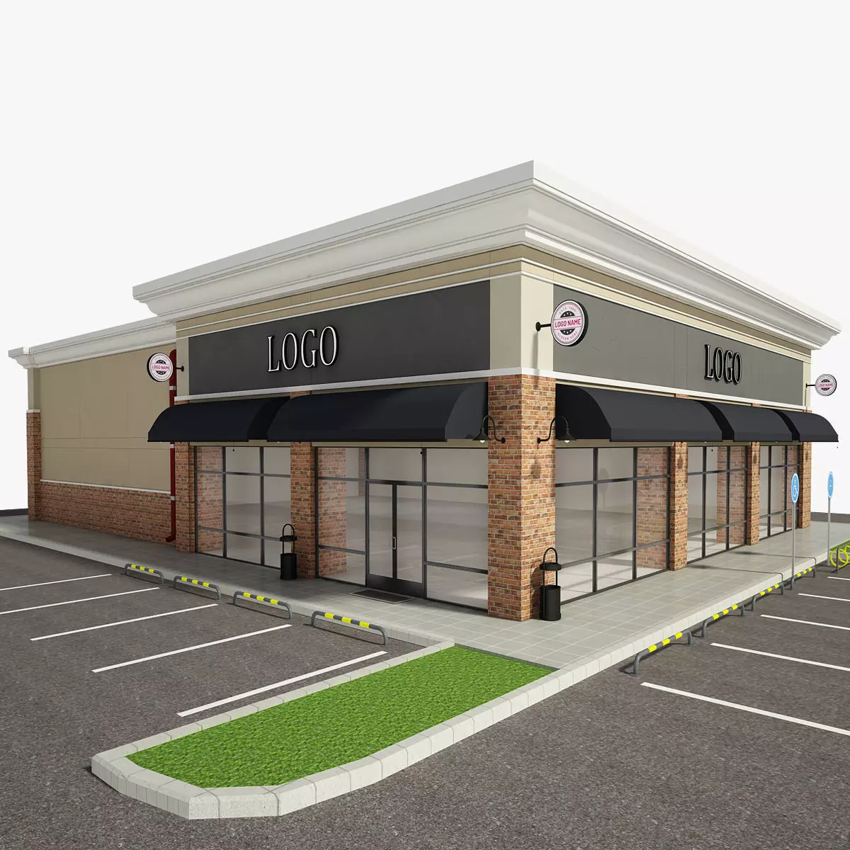 Retail Store Building 3D model_0